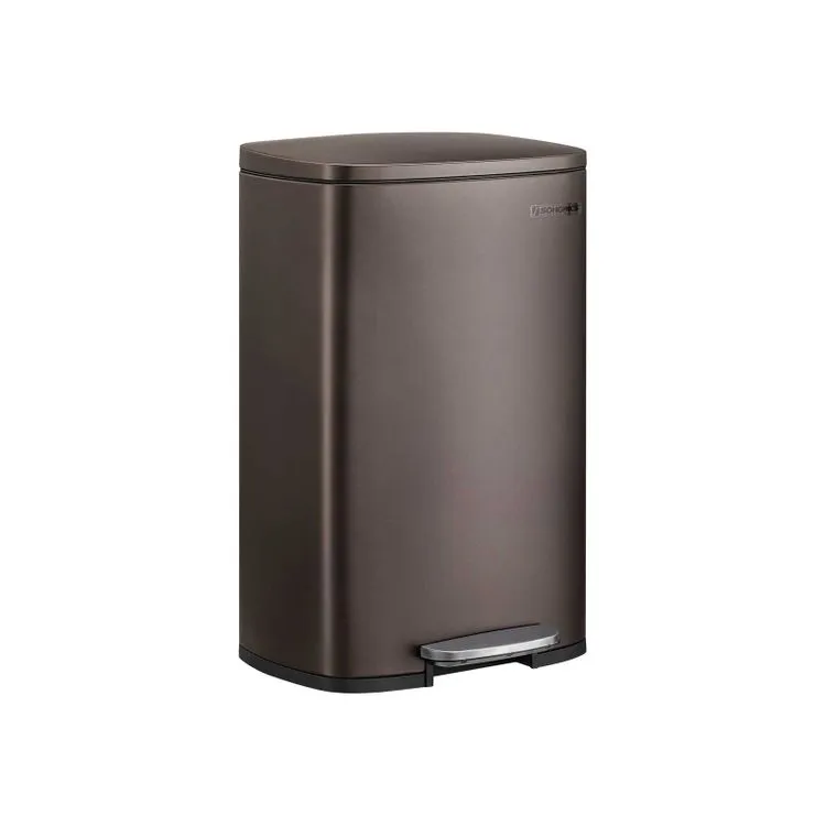 13.2 Gal (50L) Kitchen Trash Can, Pedal Garbage Can, with Plastic Inner Bucket, Hinged Lid