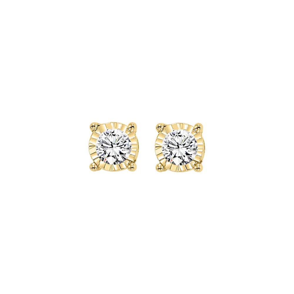 14KT Yellow Gold & Diamond Tru Reflection Fashion Earrings    - 1/2 ctw