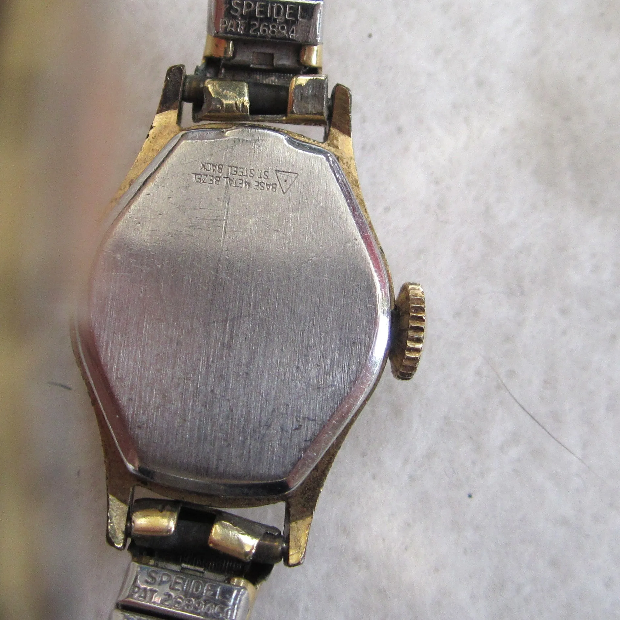 1960s era Belforte Ladies Gold-Tone Watch with 10K Gold-Filled Stretch Band