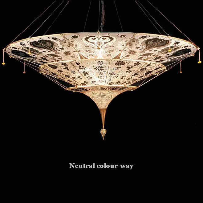 3 Tier Fortuny Style Chandelier In Murano Glass
