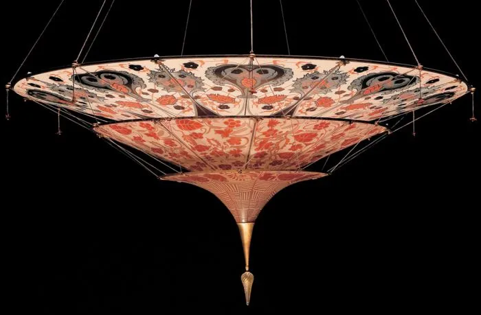 3 Tier Fortuny Style Chandelier In Murano Glass
