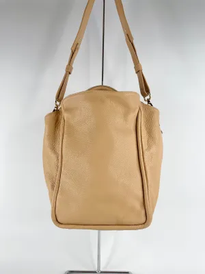 A-Esque Peach Grained Leather Shoulder Bag