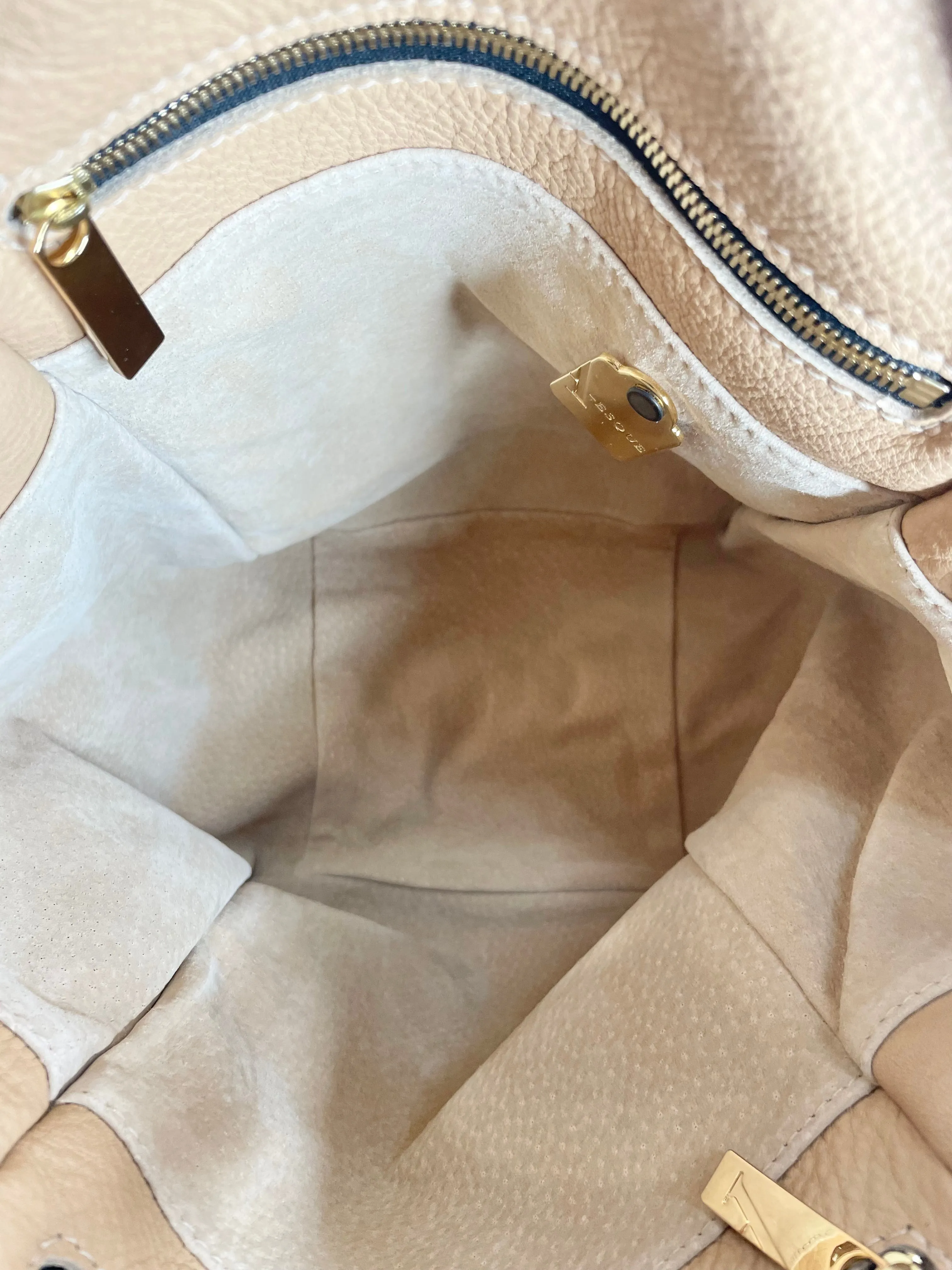 A-Esque Peach Grained Leather Shoulder Bag