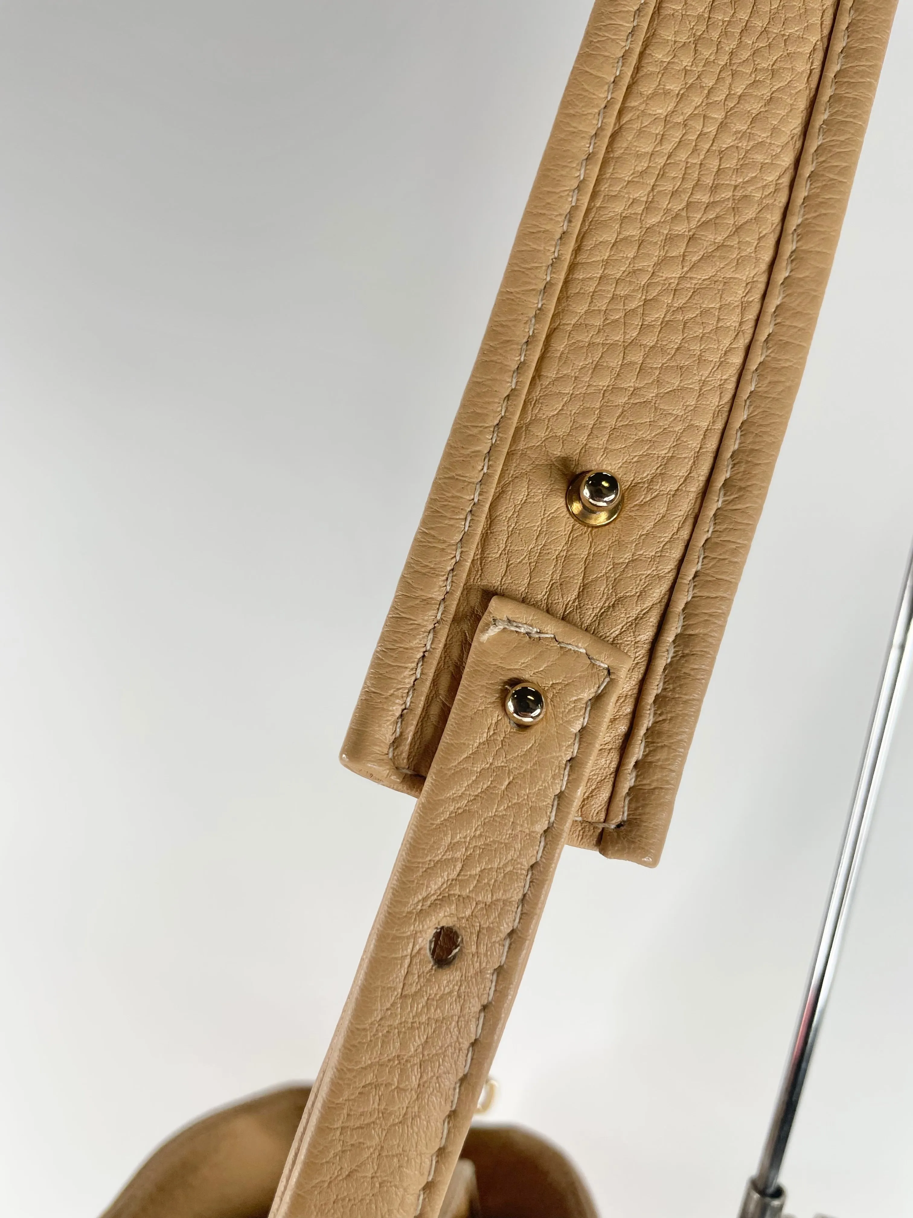 A-Esque Peach Grained Leather Shoulder Bag