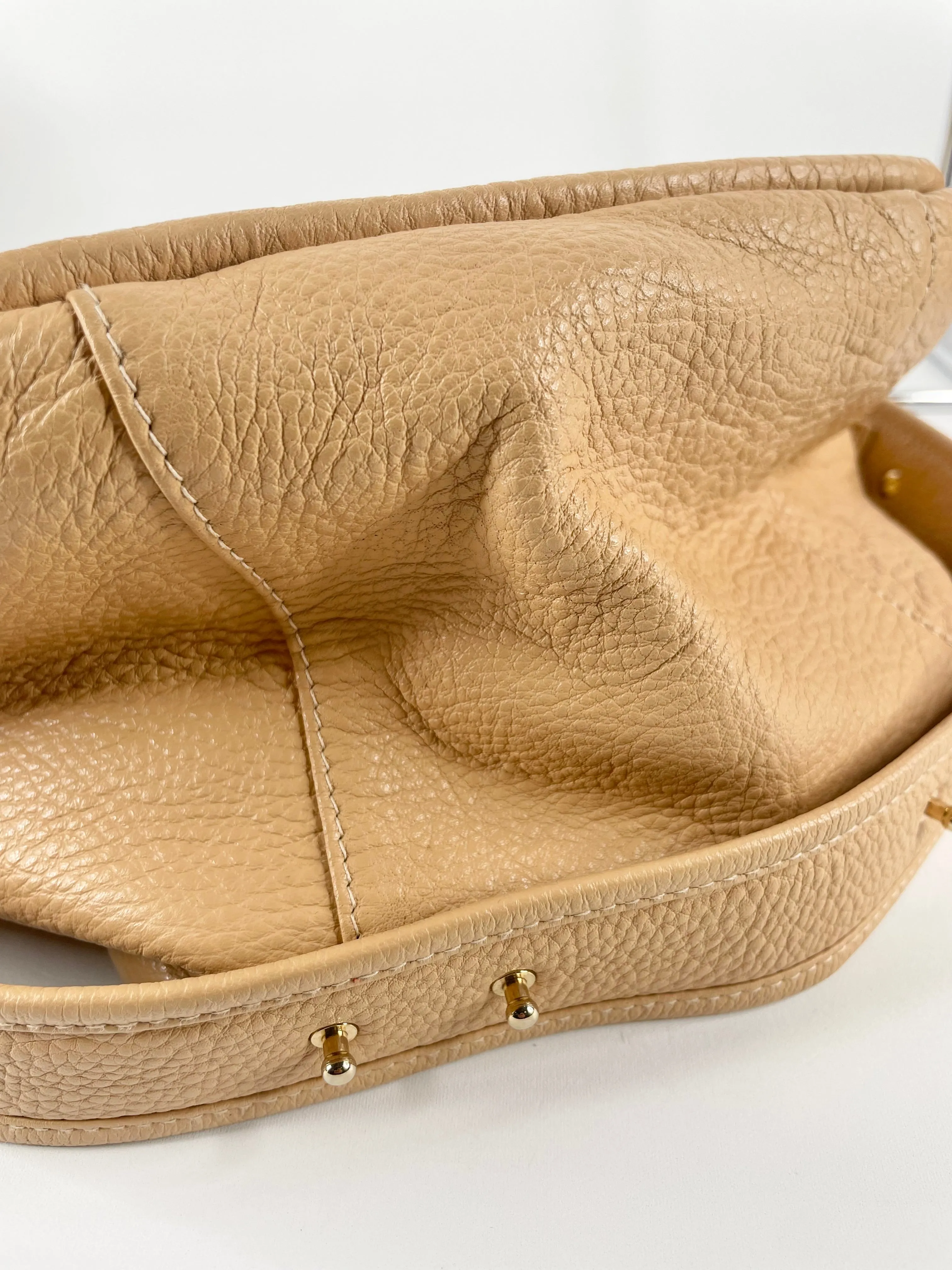 A-Esque Peach Grained Leather Shoulder Bag