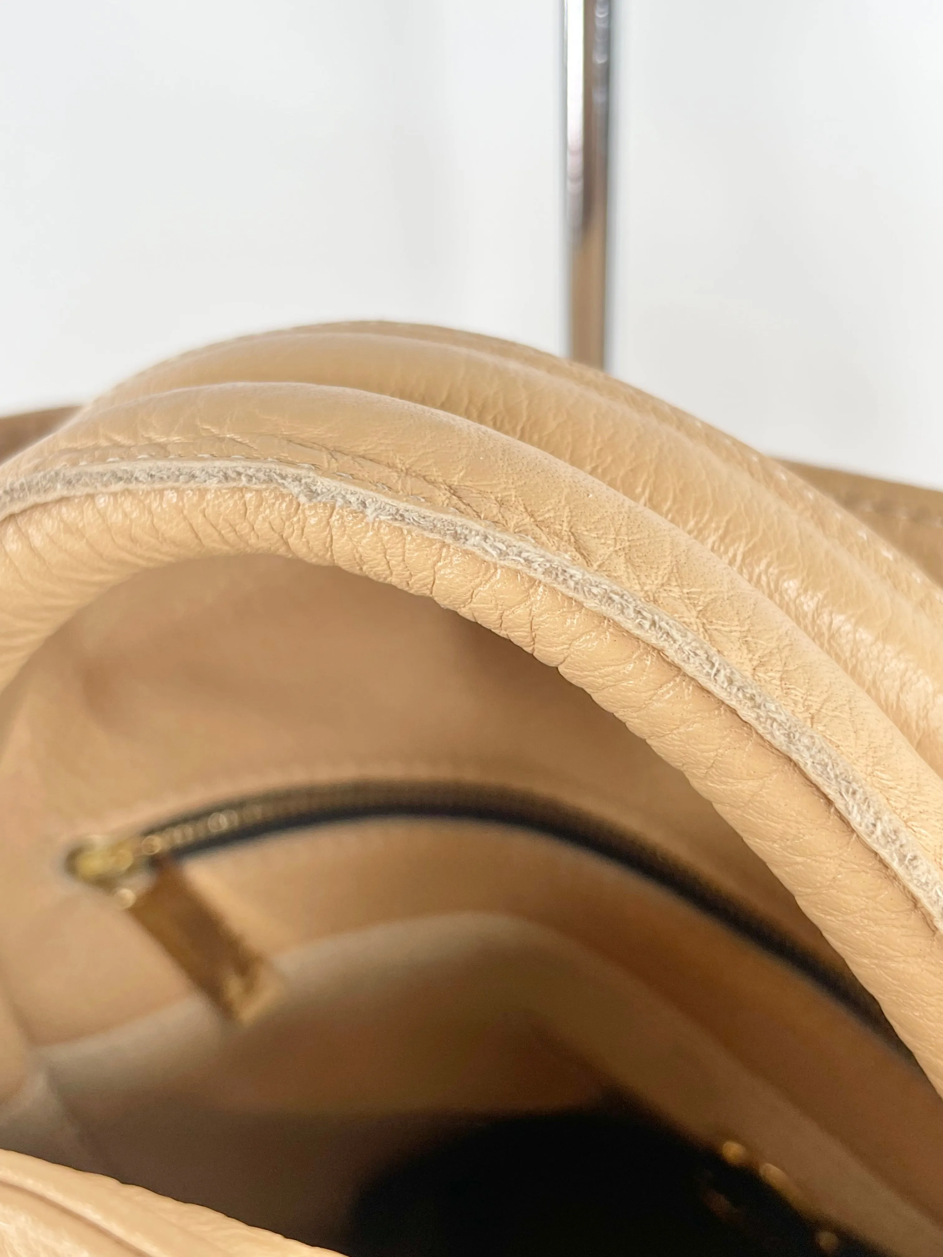 A-Esque Peach Grained Leather Shoulder Bag