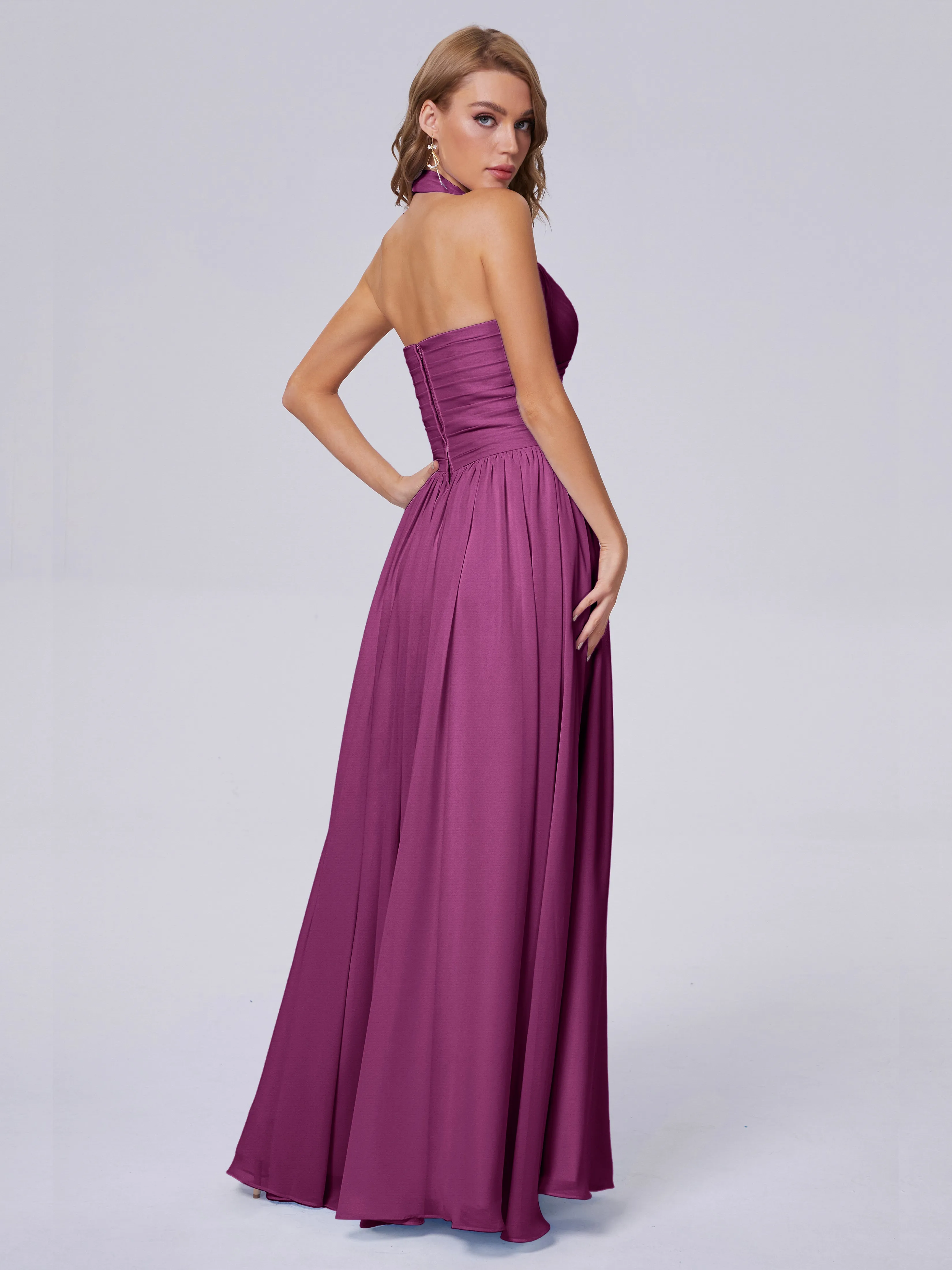 Amaya Stunning Halter Chiffon Bridesmaid Dresses