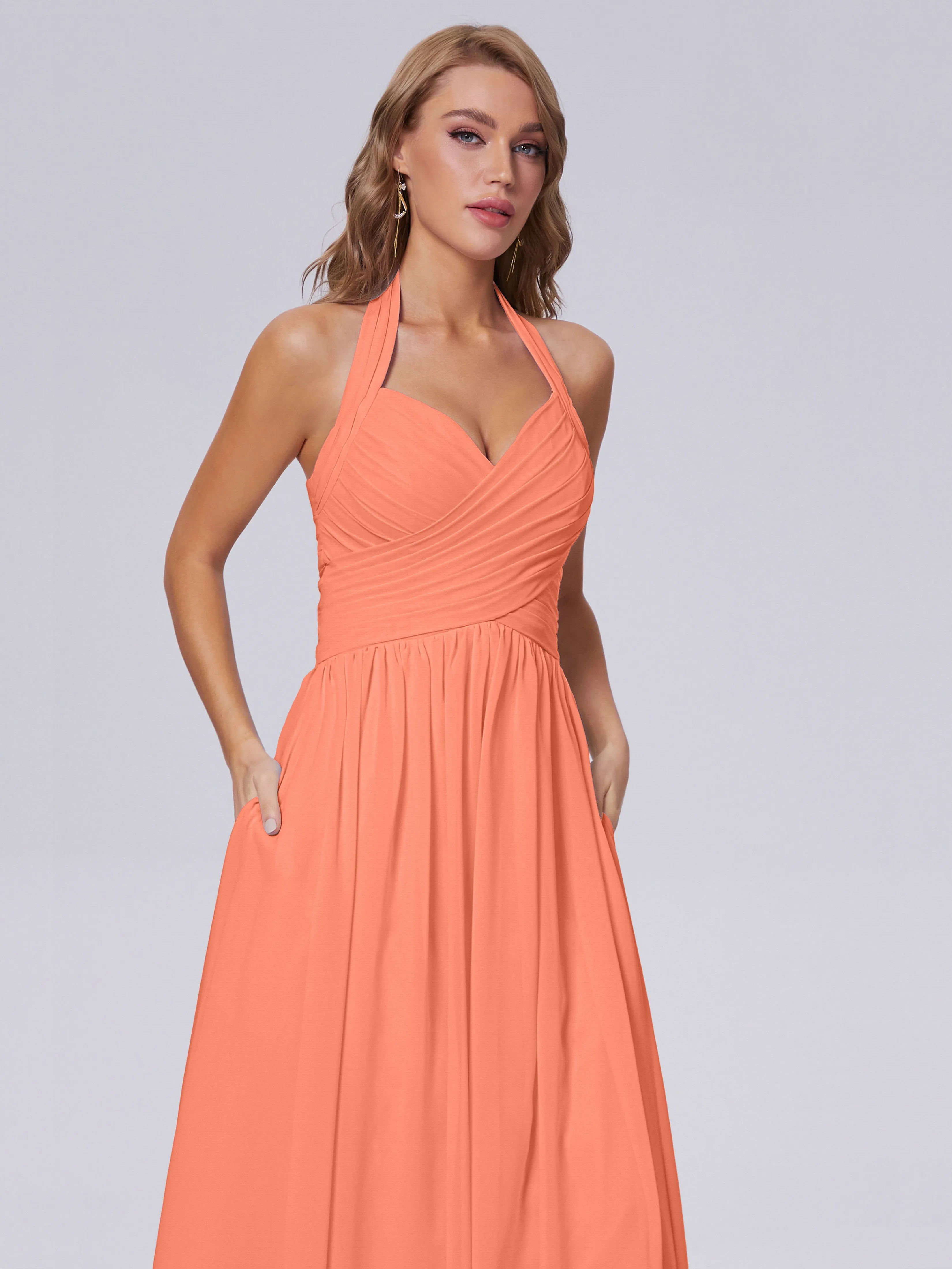 Amaya Stunning Halter Chiffon Bridesmaid Dresses