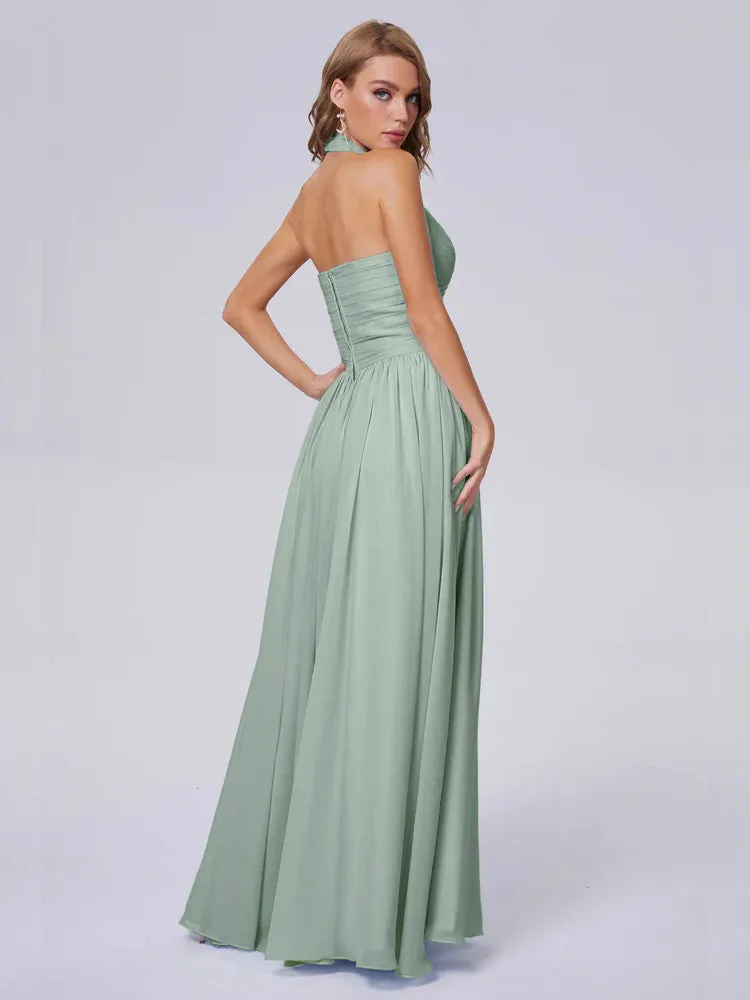 Amaya Stunning Halter Chiffon Bridesmaid Dresses