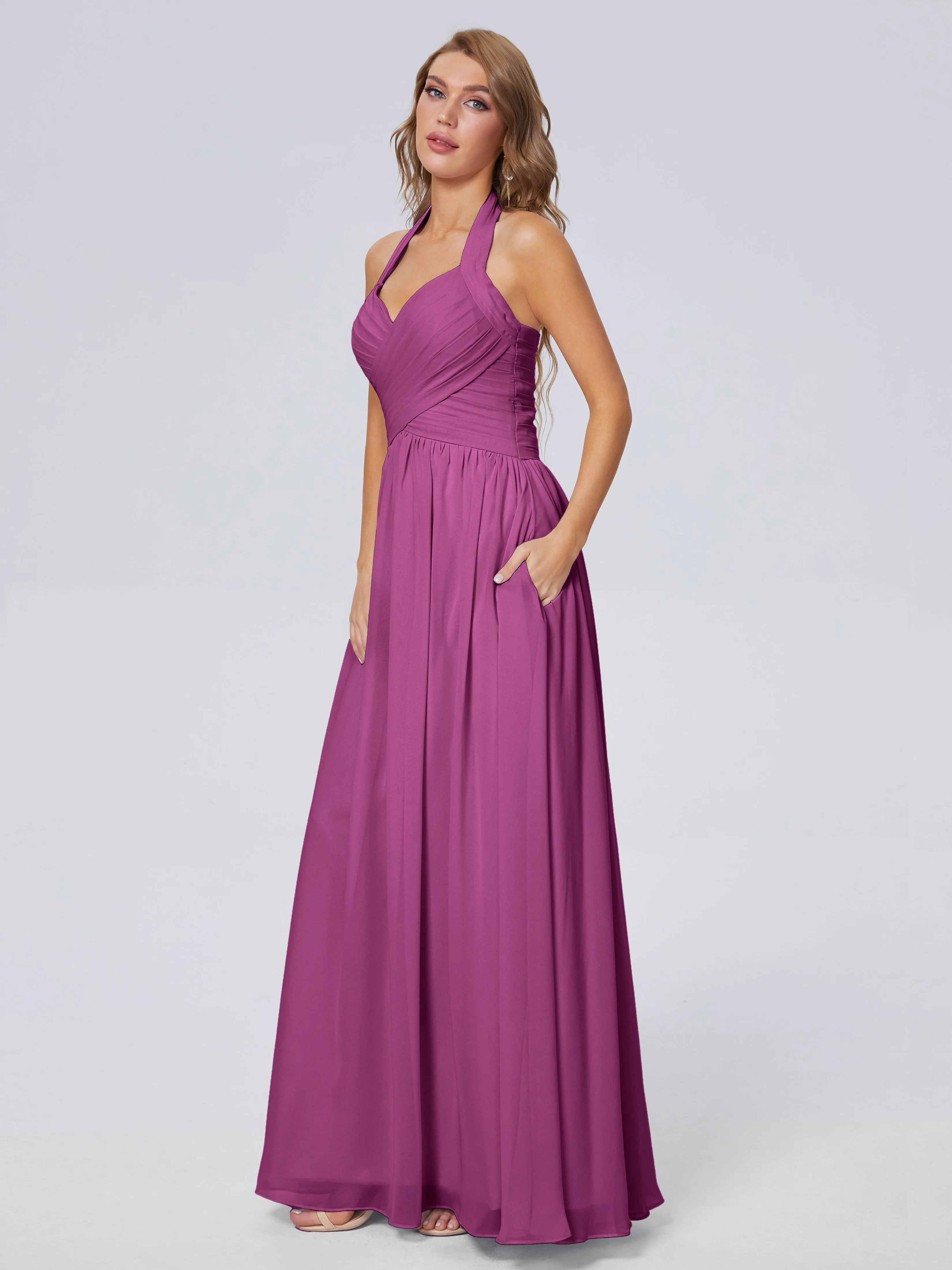 Amaya Stunning Halter Chiffon Bridesmaid Dresses