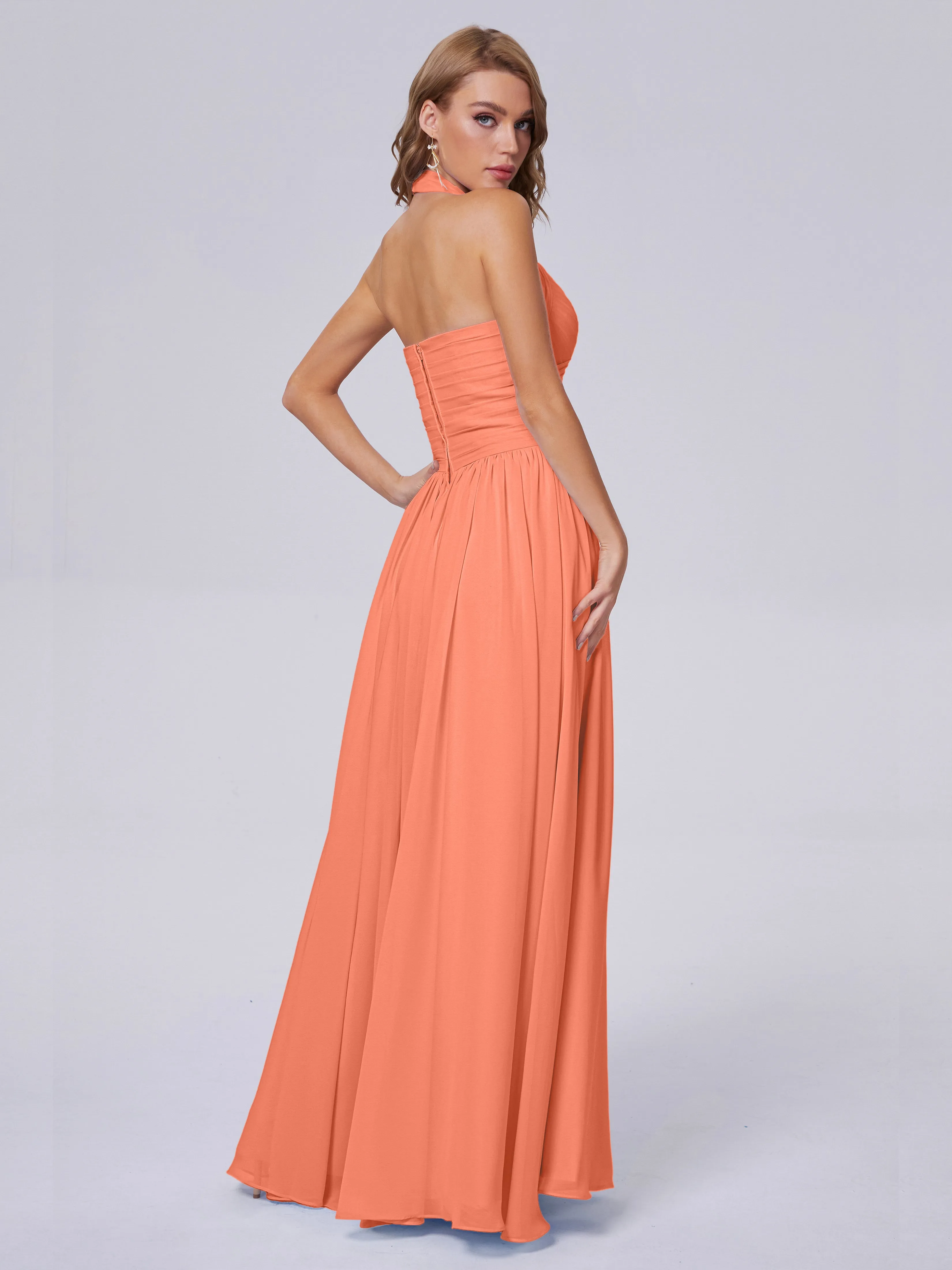 Amaya Stunning Halter Chiffon Bridesmaid Dresses