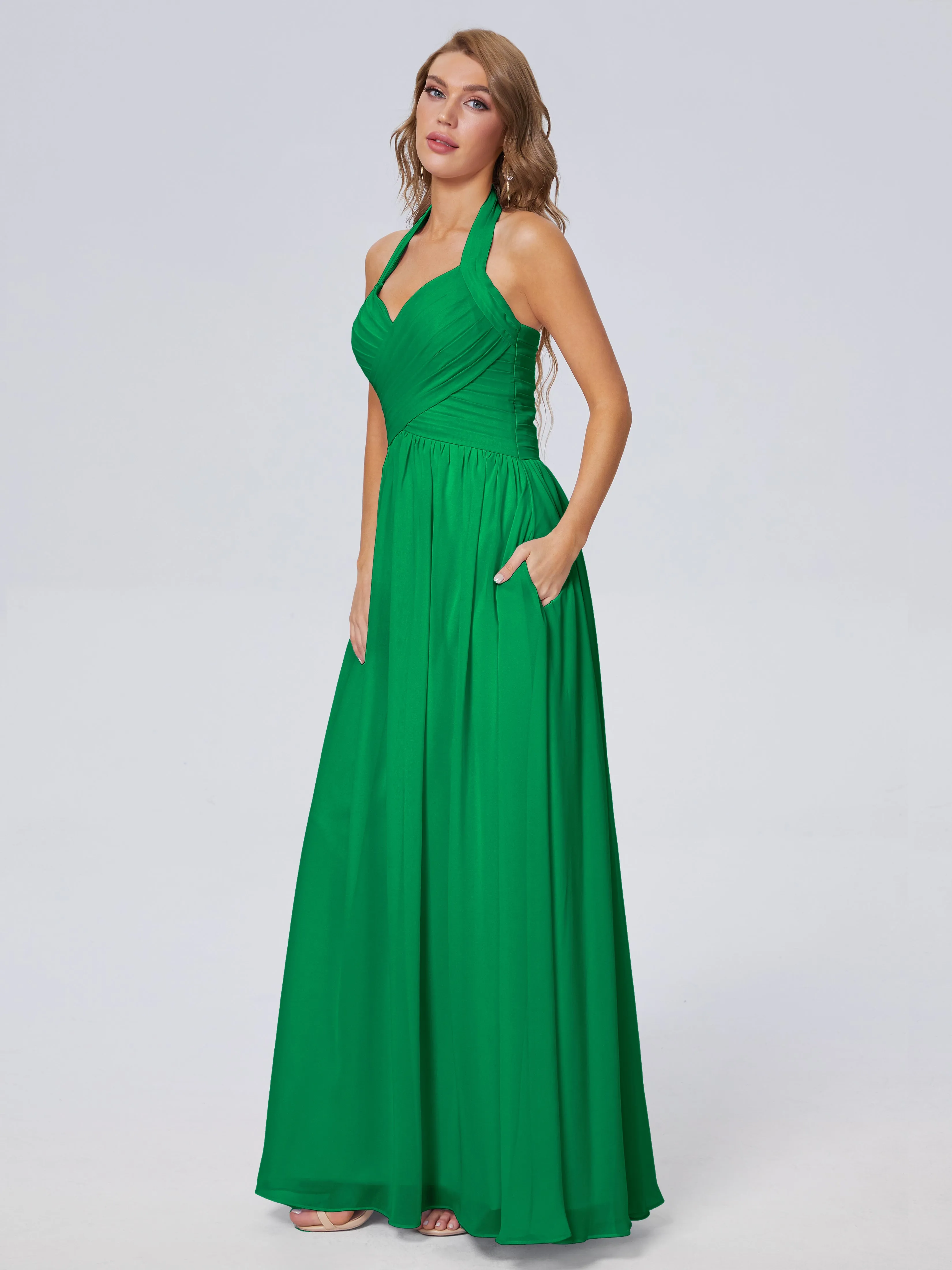Amaya Stunning Halter Chiffon Bridesmaid Dresses