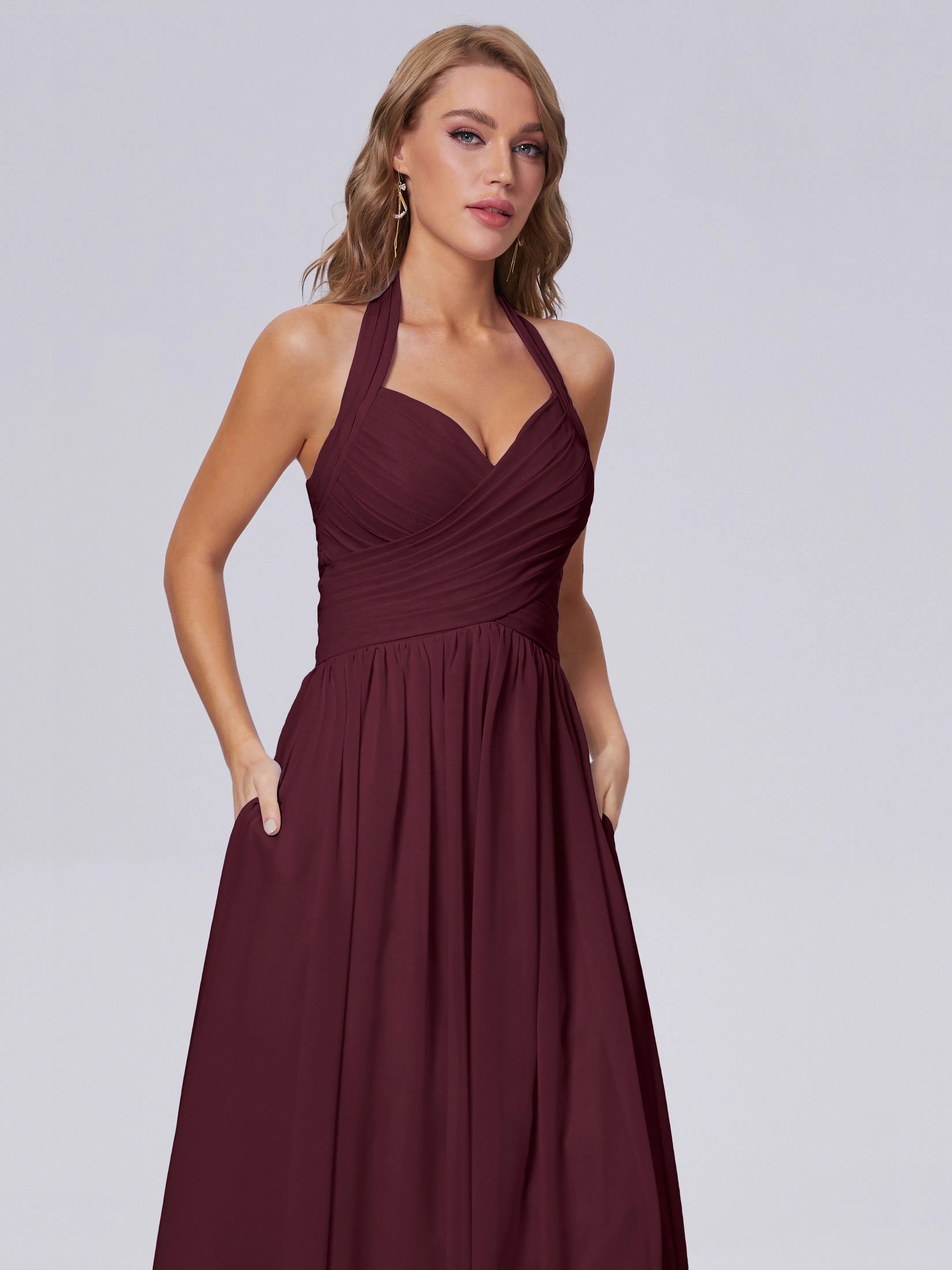 Amaya Stunning Halter Chiffon Bridesmaid Dresses