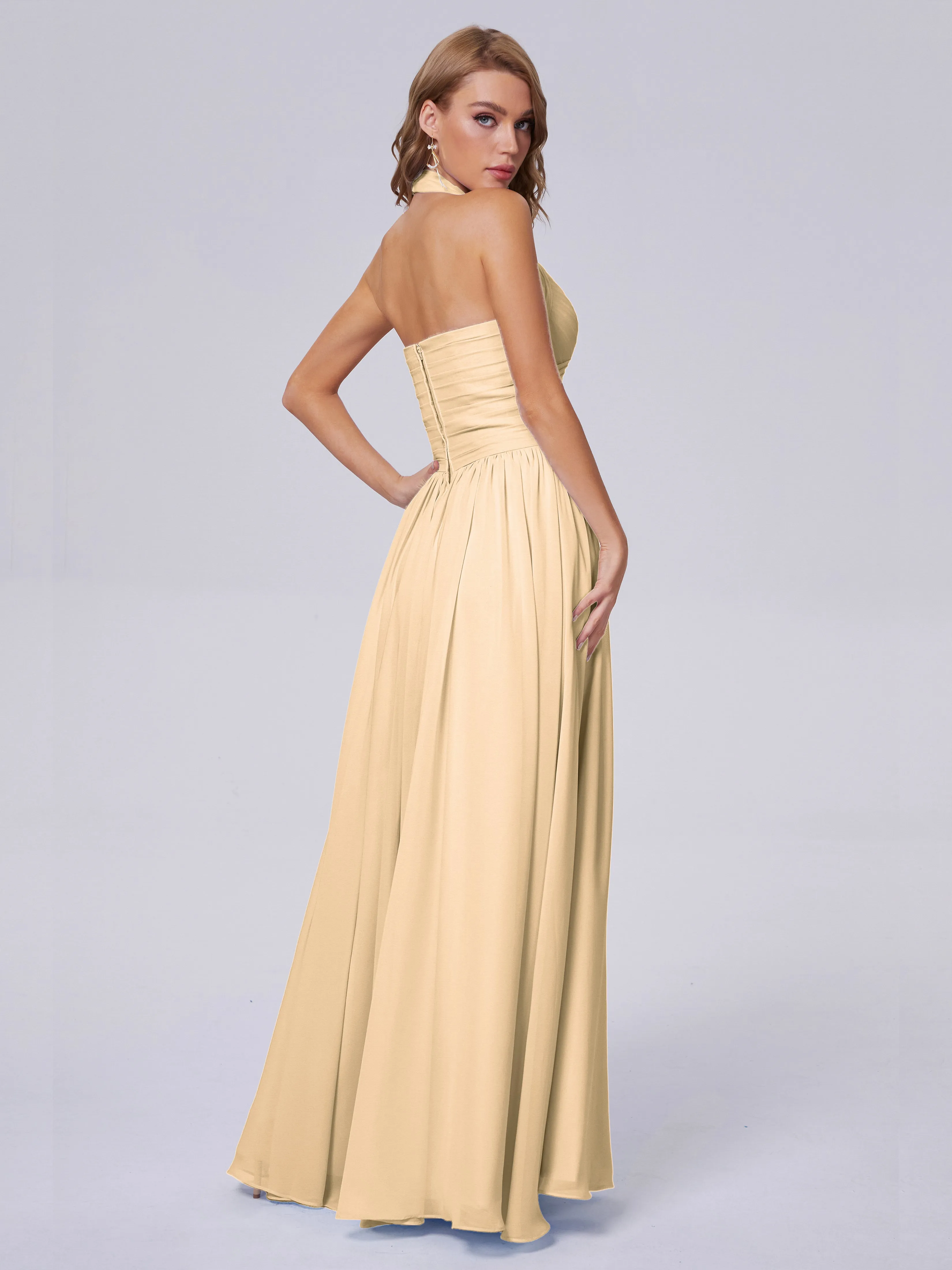 Amaya Stunning Halter Chiffon Bridesmaid Dresses
