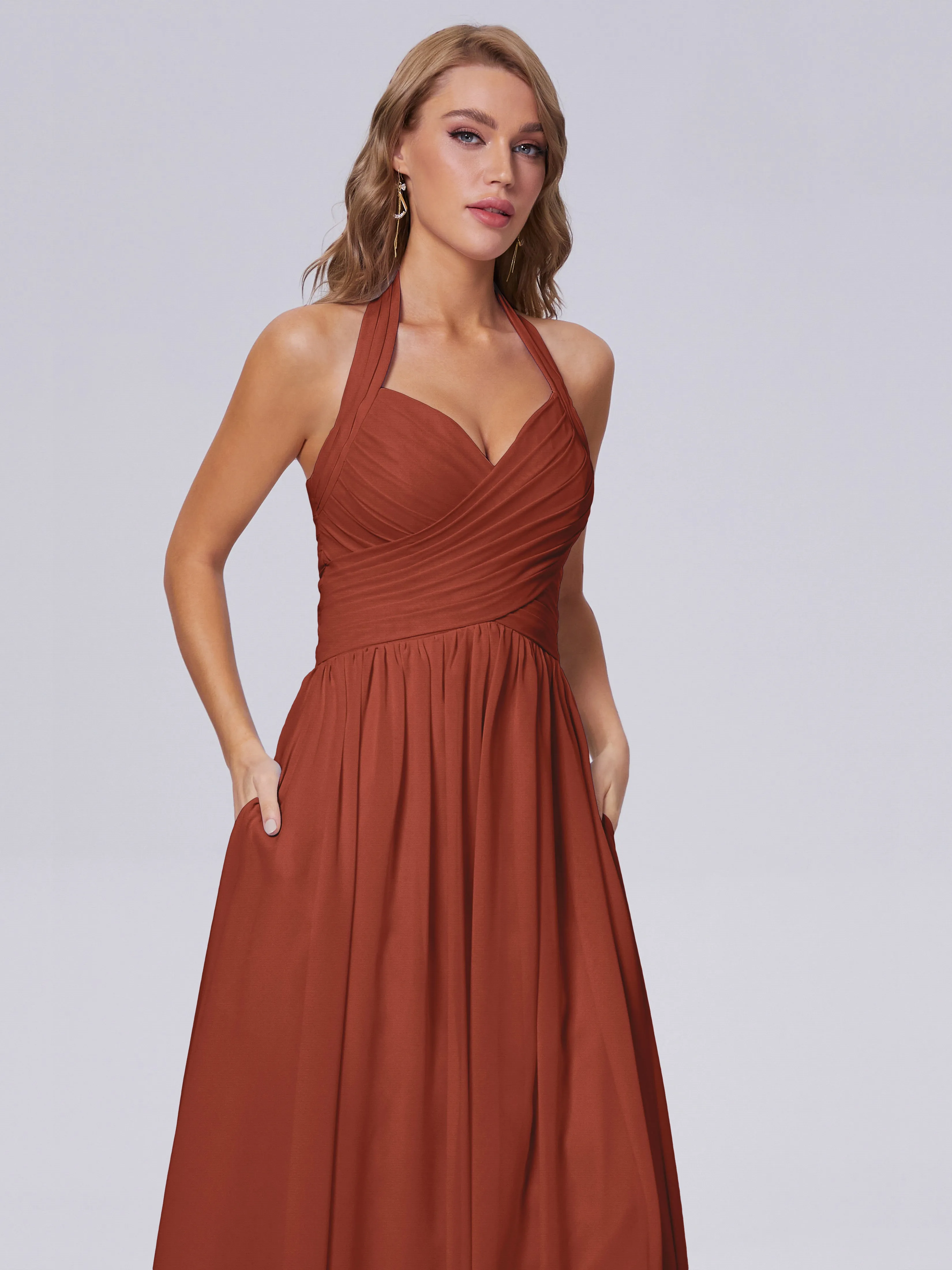 Amaya Stunning Halter Chiffon Bridesmaid Dresses