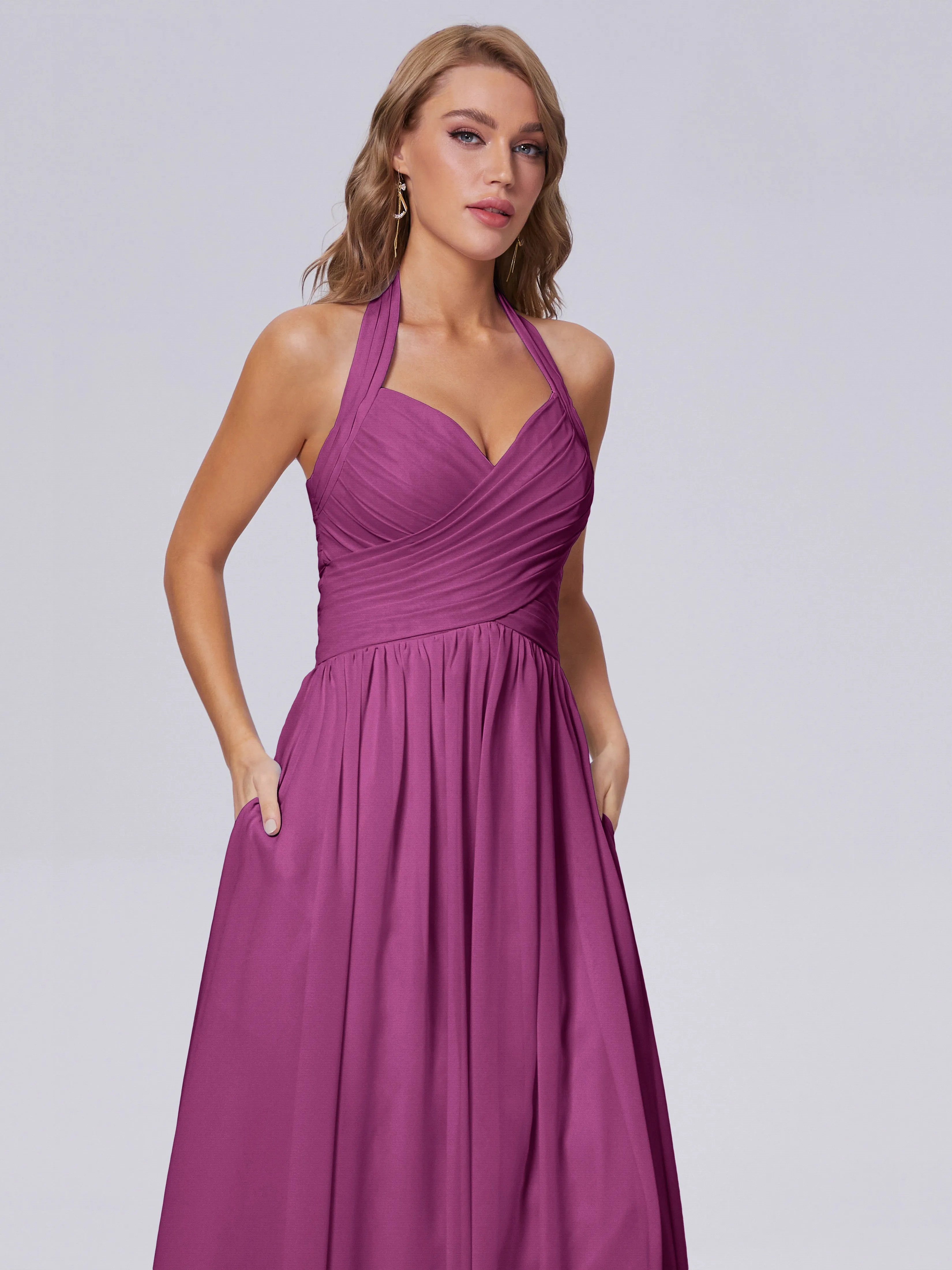 Amaya Stunning Halter Chiffon Bridesmaid Dresses