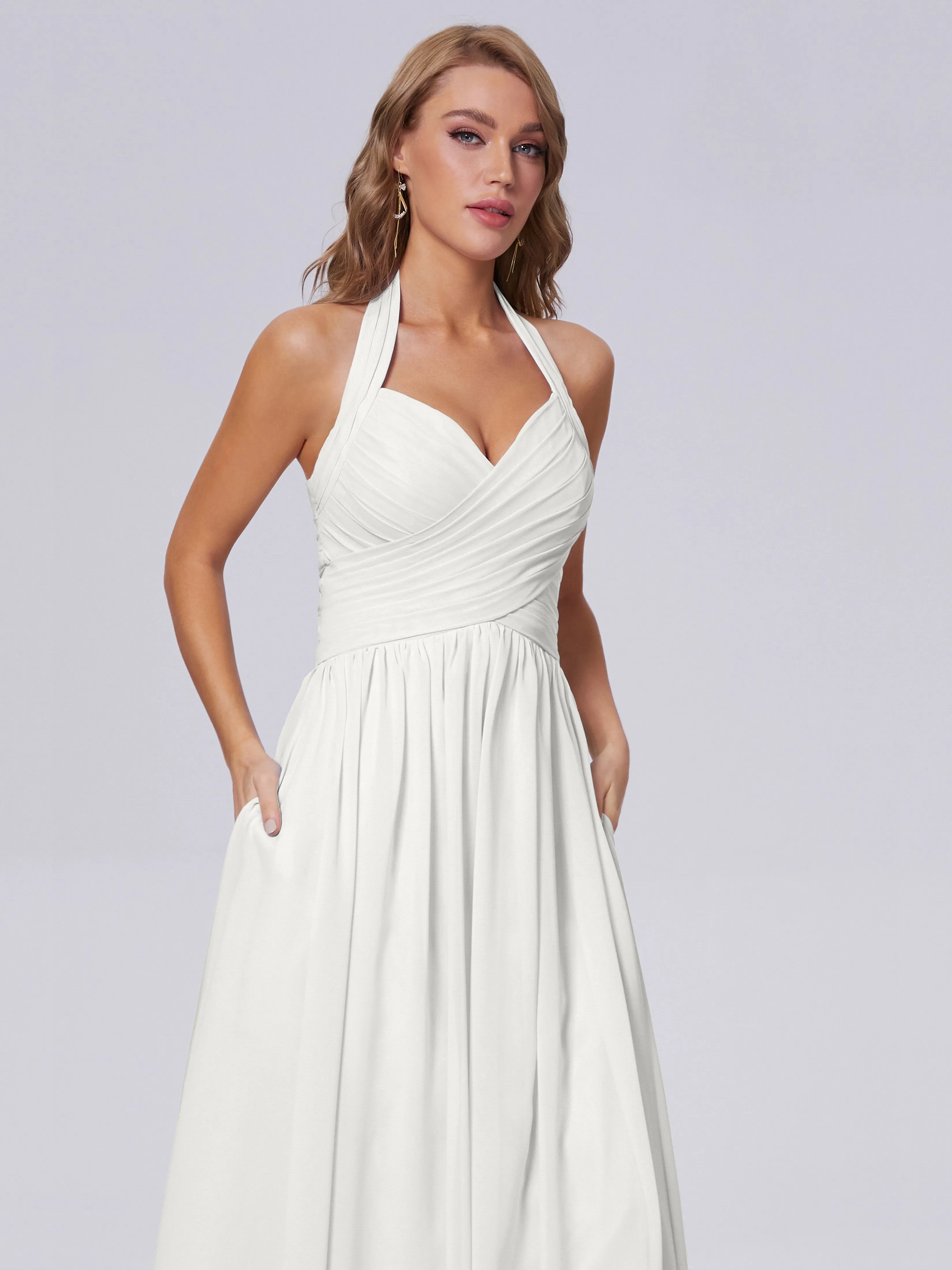 Amaya Stunning Halter Chiffon Bridesmaid Dresses