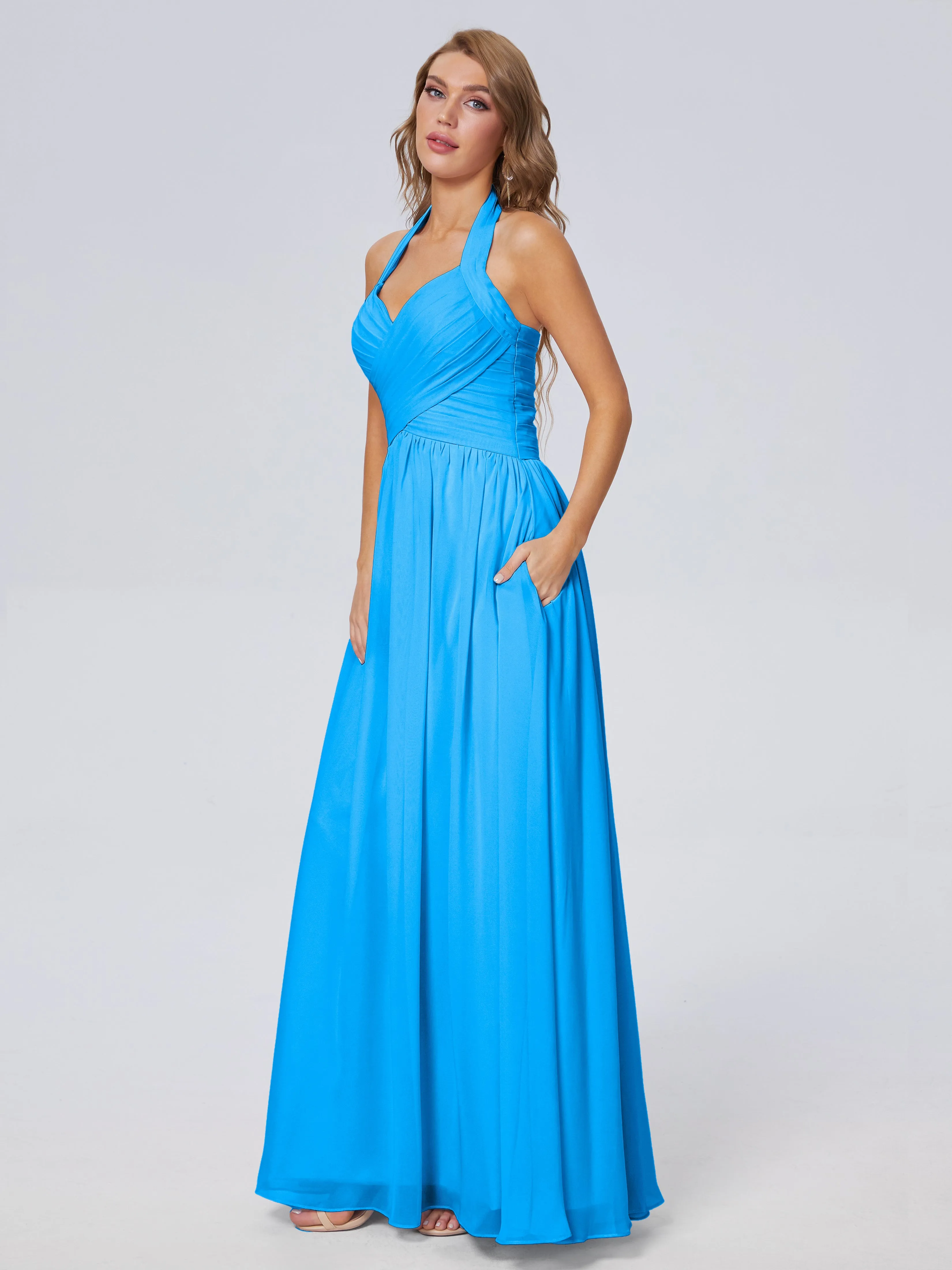 Amaya Stunning Halter Chiffon Bridesmaid Dresses