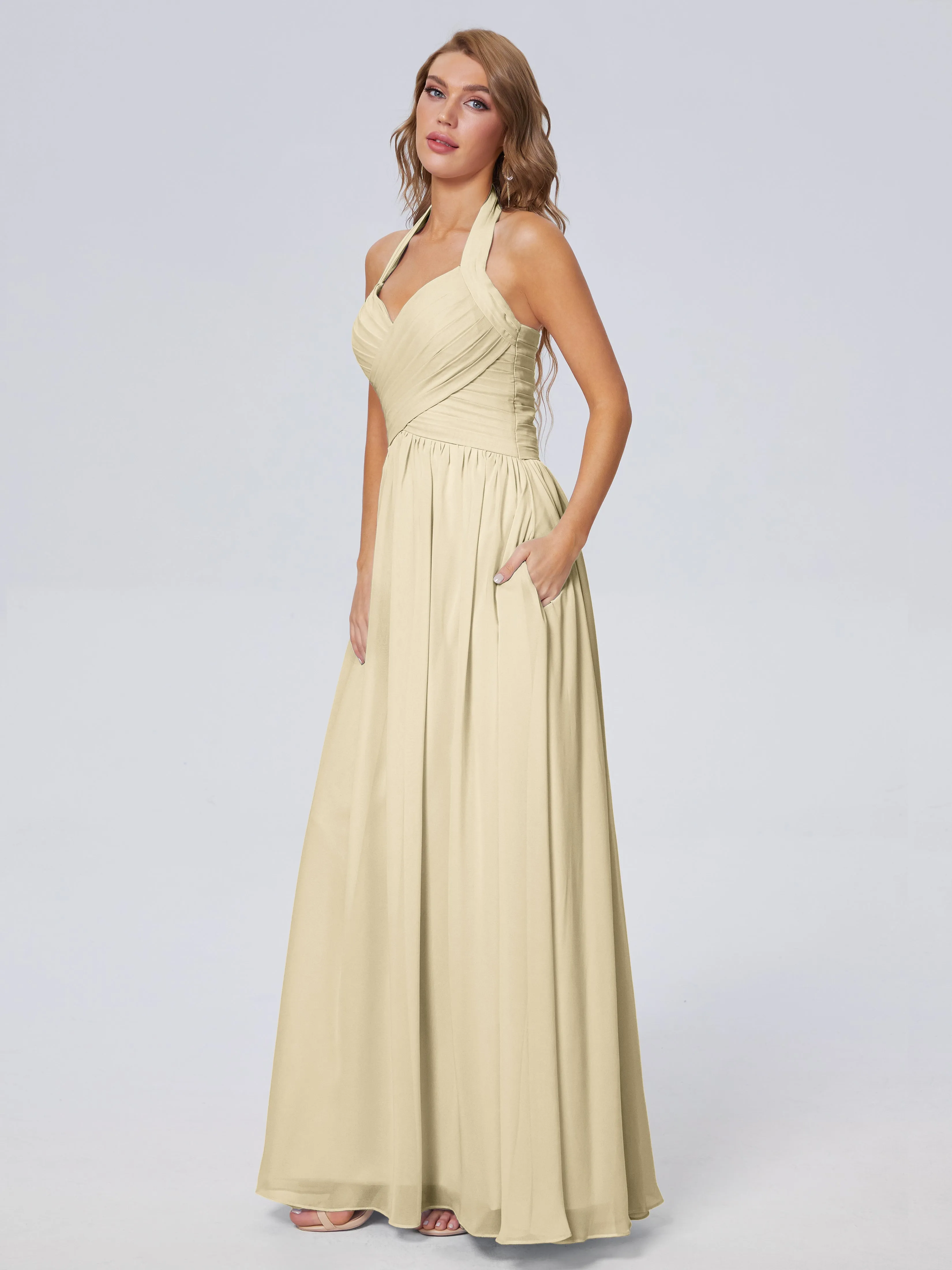 Amaya Stunning Halter Chiffon Bridesmaid Dresses