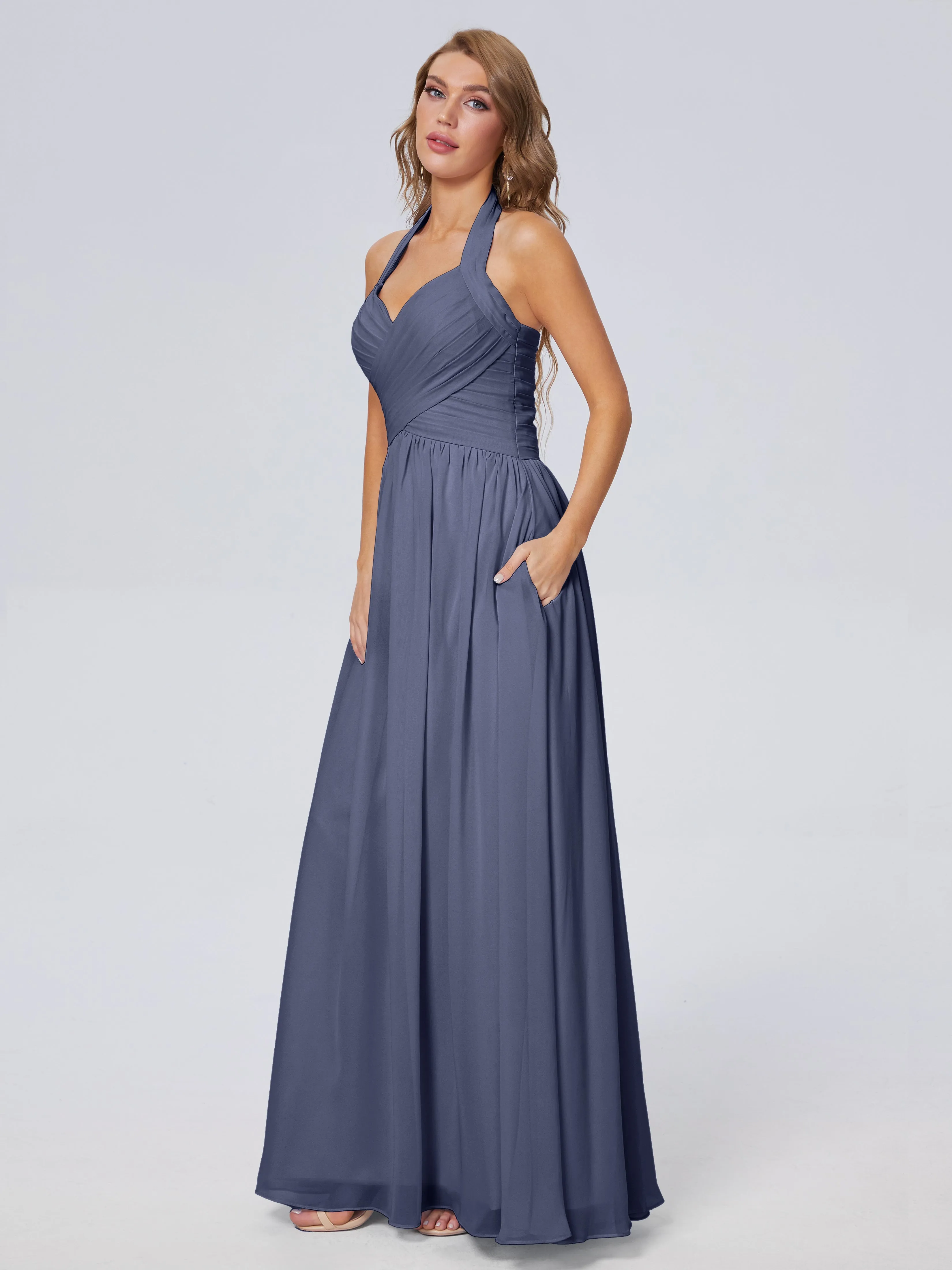Amaya Stunning Halter Chiffon Bridesmaid Dresses