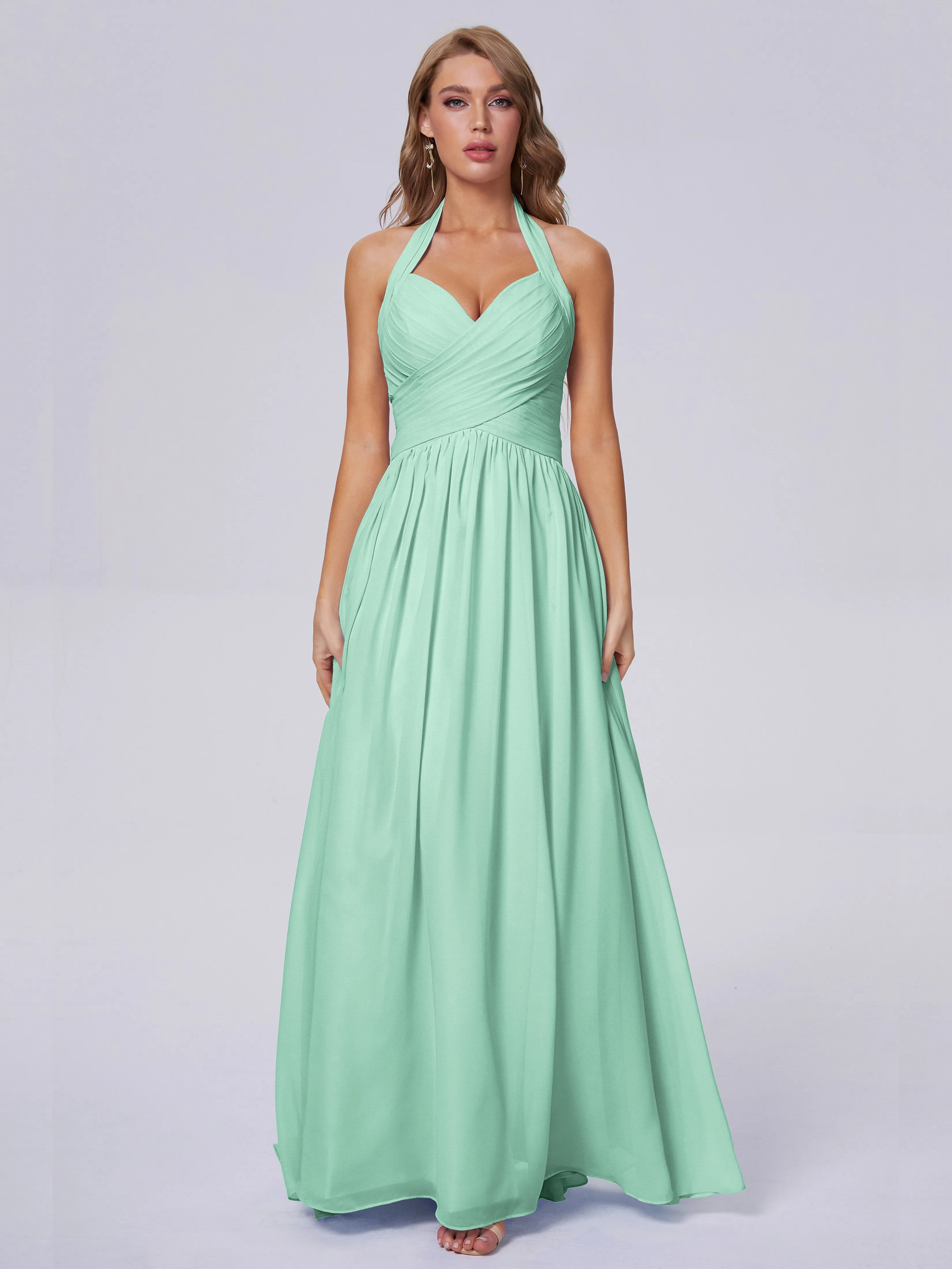 Amaya Stunning Halter Chiffon Bridesmaid Dresses