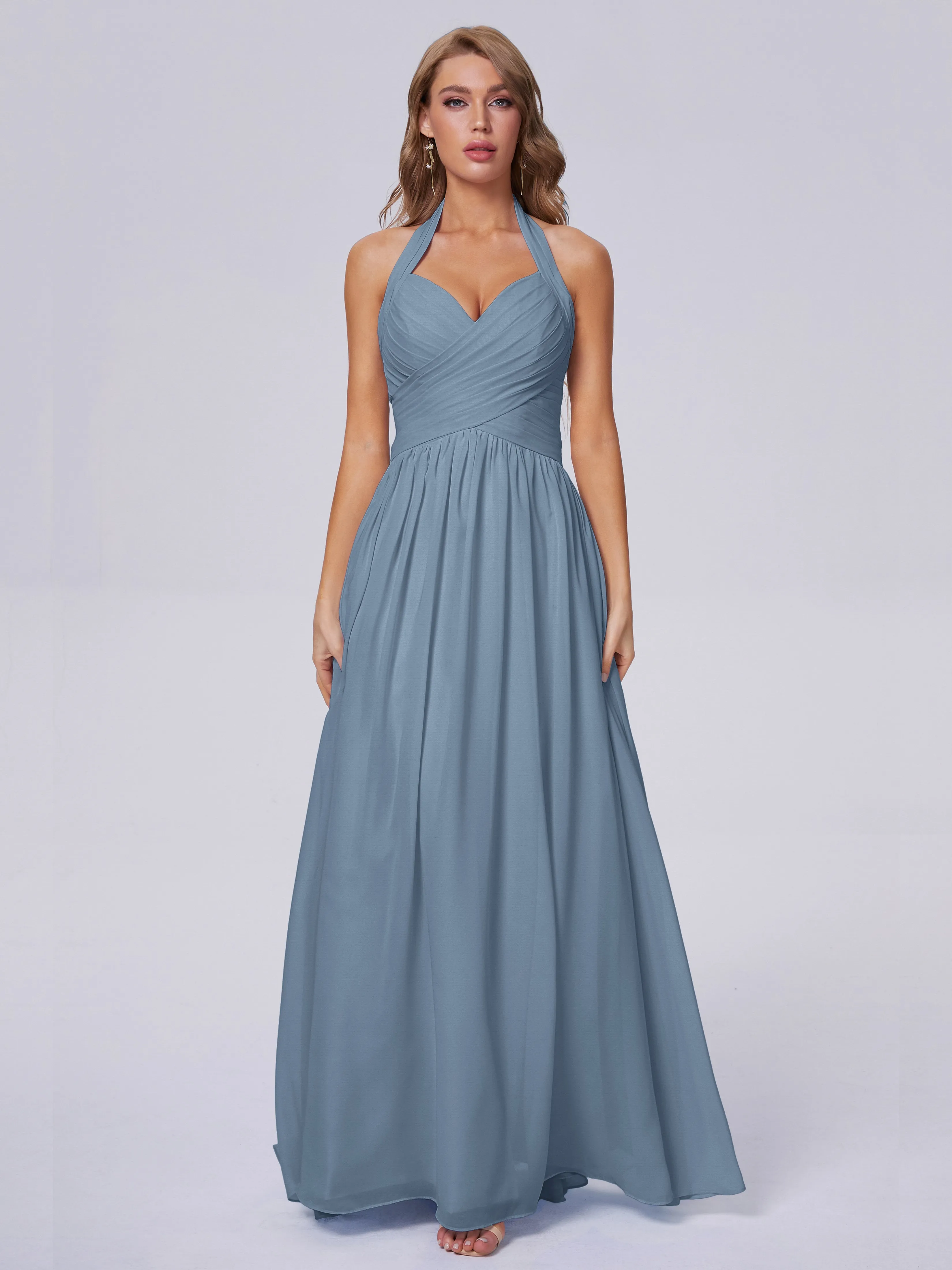 Amaya Stunning Halter Chiffon Bridesmaid Dresses
