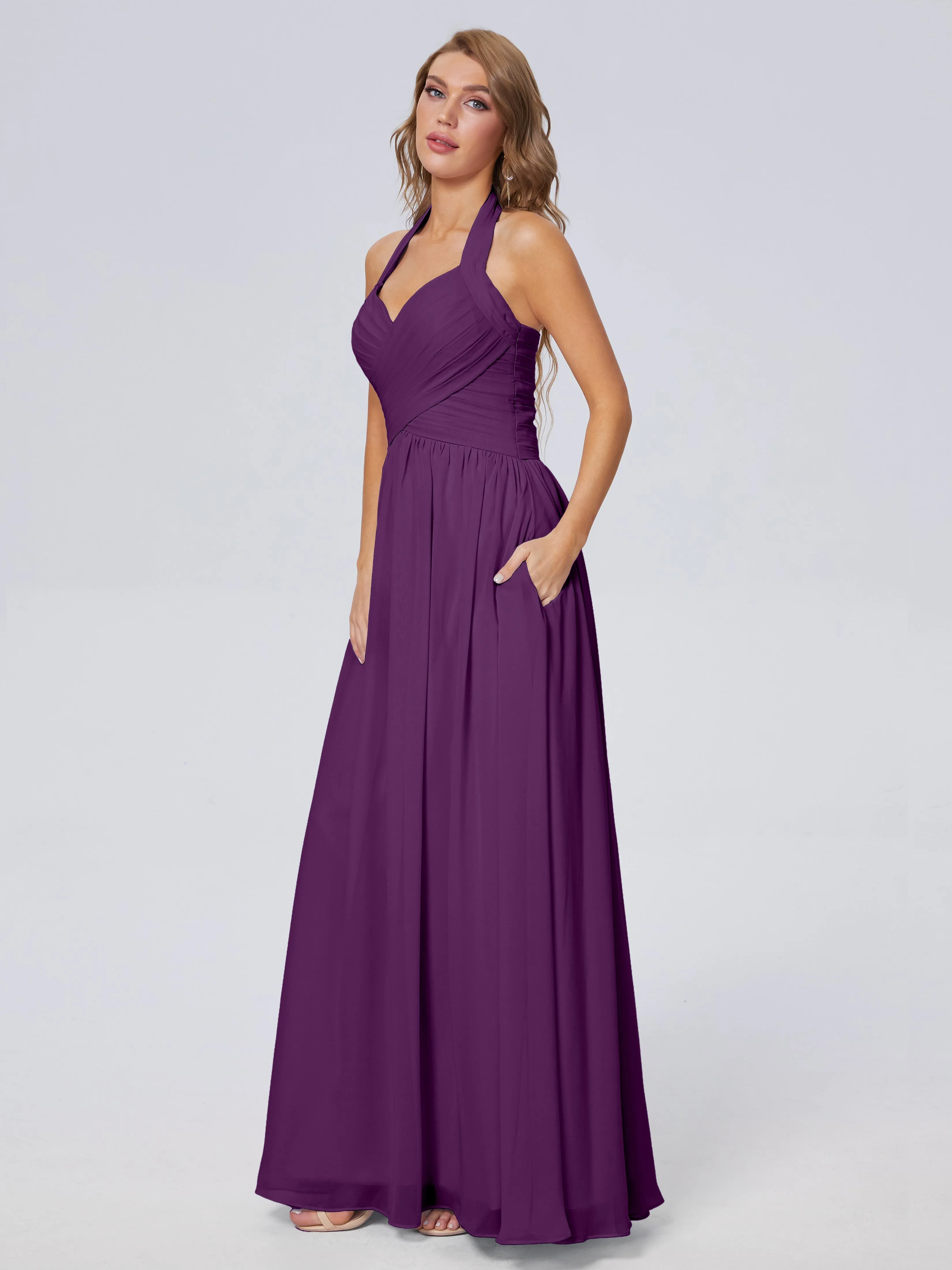 Amaya Stunning Halter Chiffon Bridesmaid Dresses