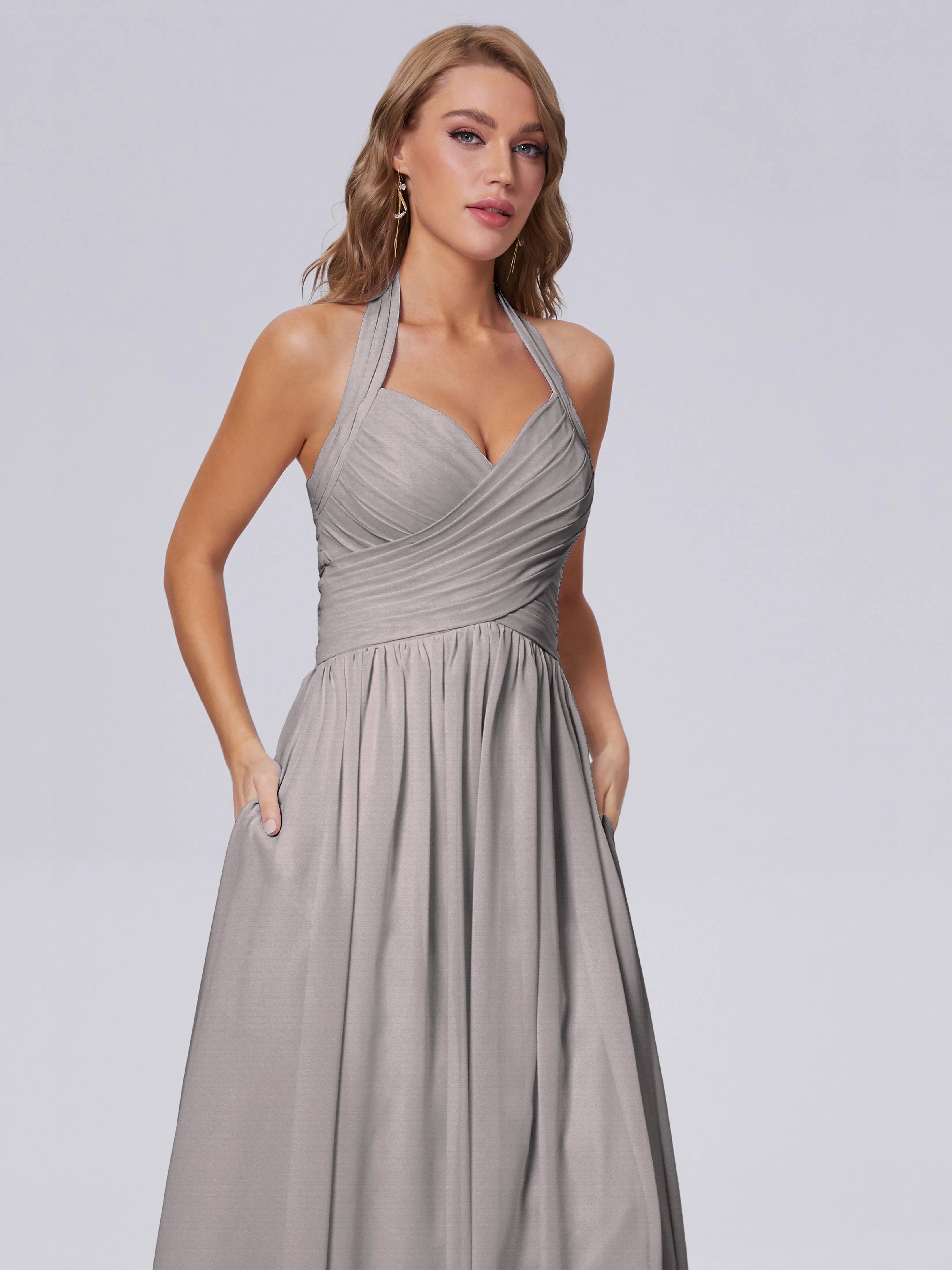 Amaya Stunning Halter Chiffon Bridesmaid Dresses
