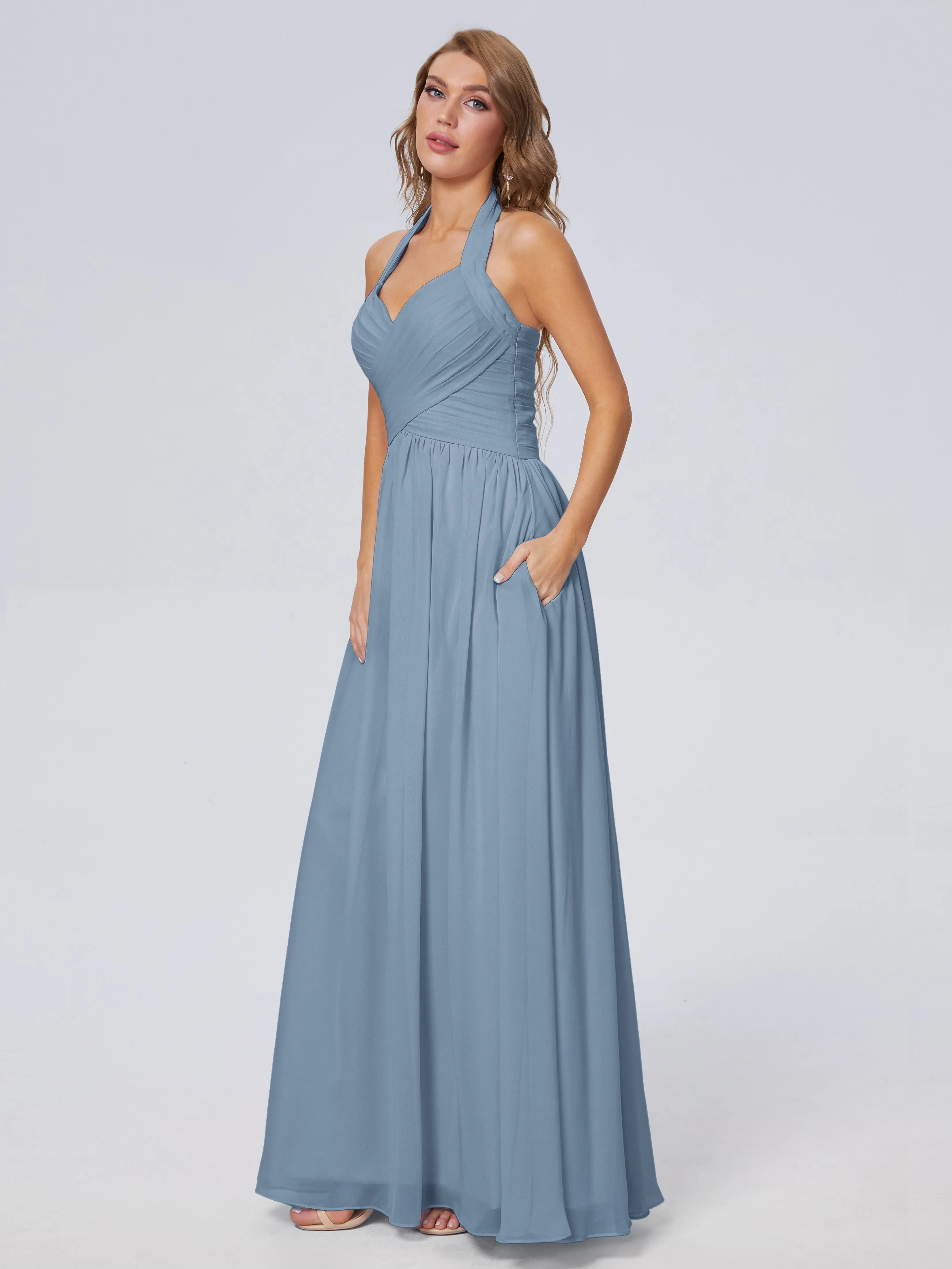 Amaya Stunning Halter Chiffon Bridesmaid Dresses