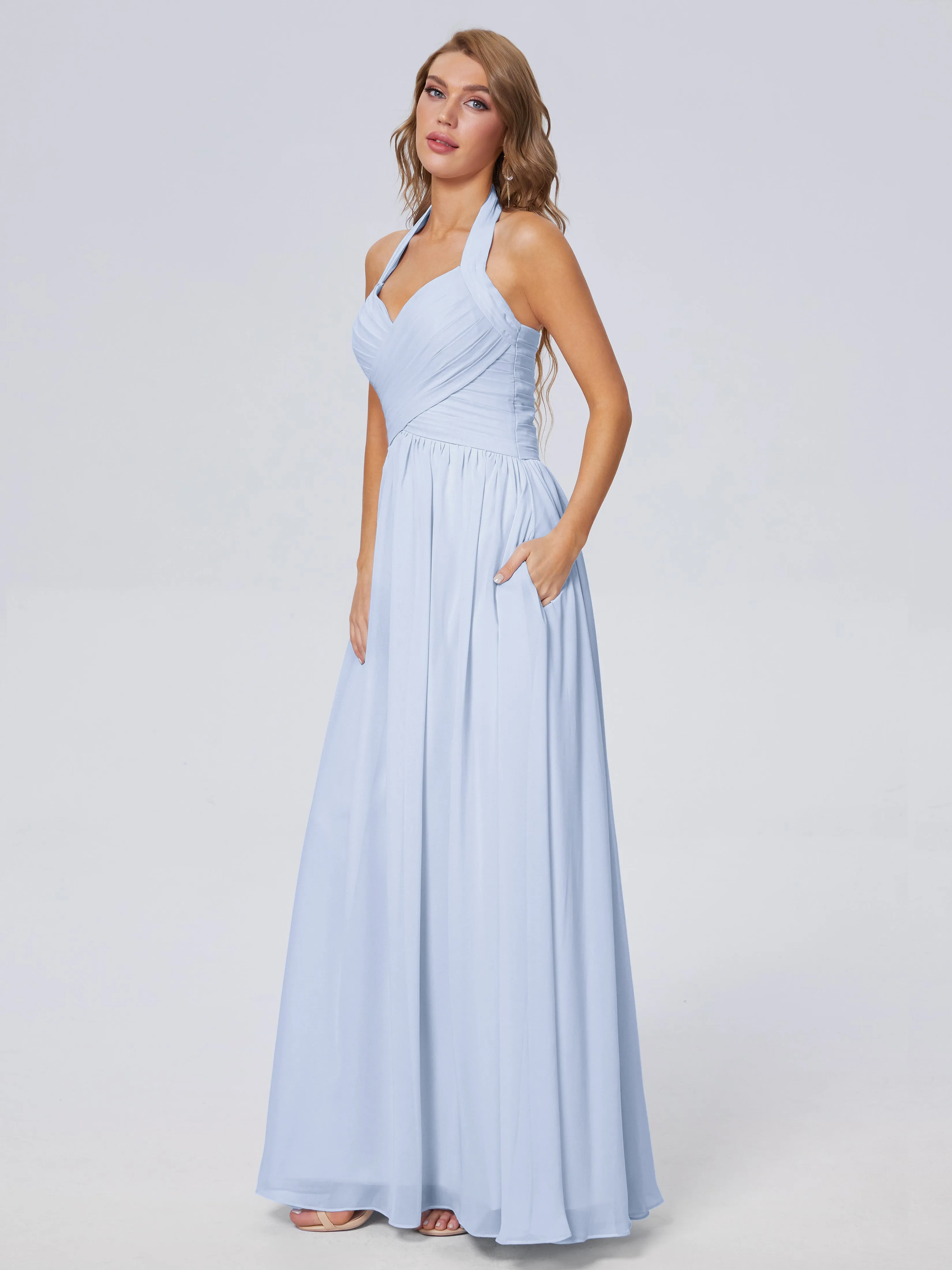 Amaya Stunning Halter Chiffon Bridesmaid Dresses
