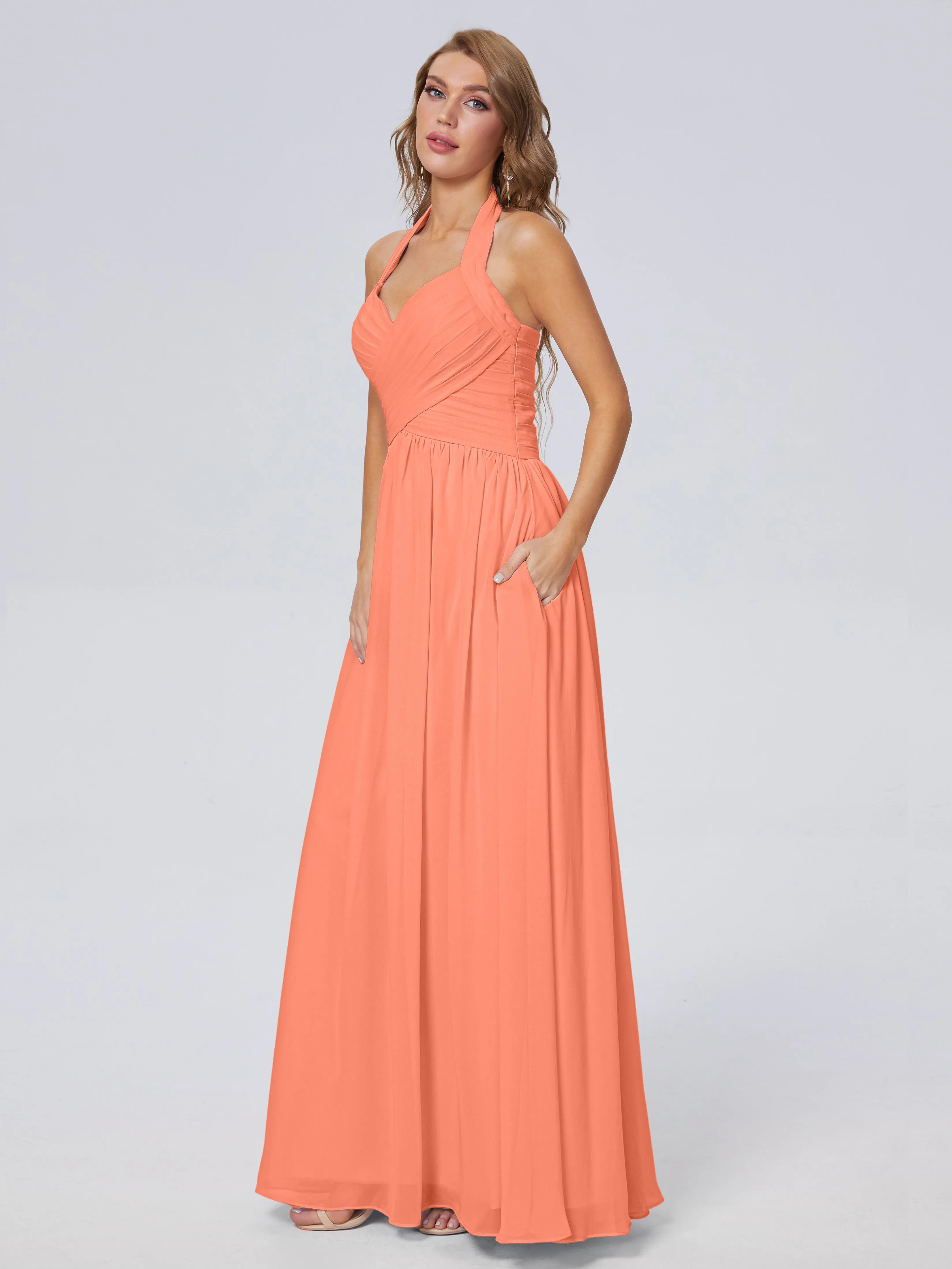 Amaya Stunning Halter Chiffon Bridesmaid Dresses
