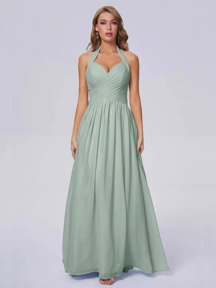 Amaya Stunning Halter Chiffon Bridesmaid Dresses