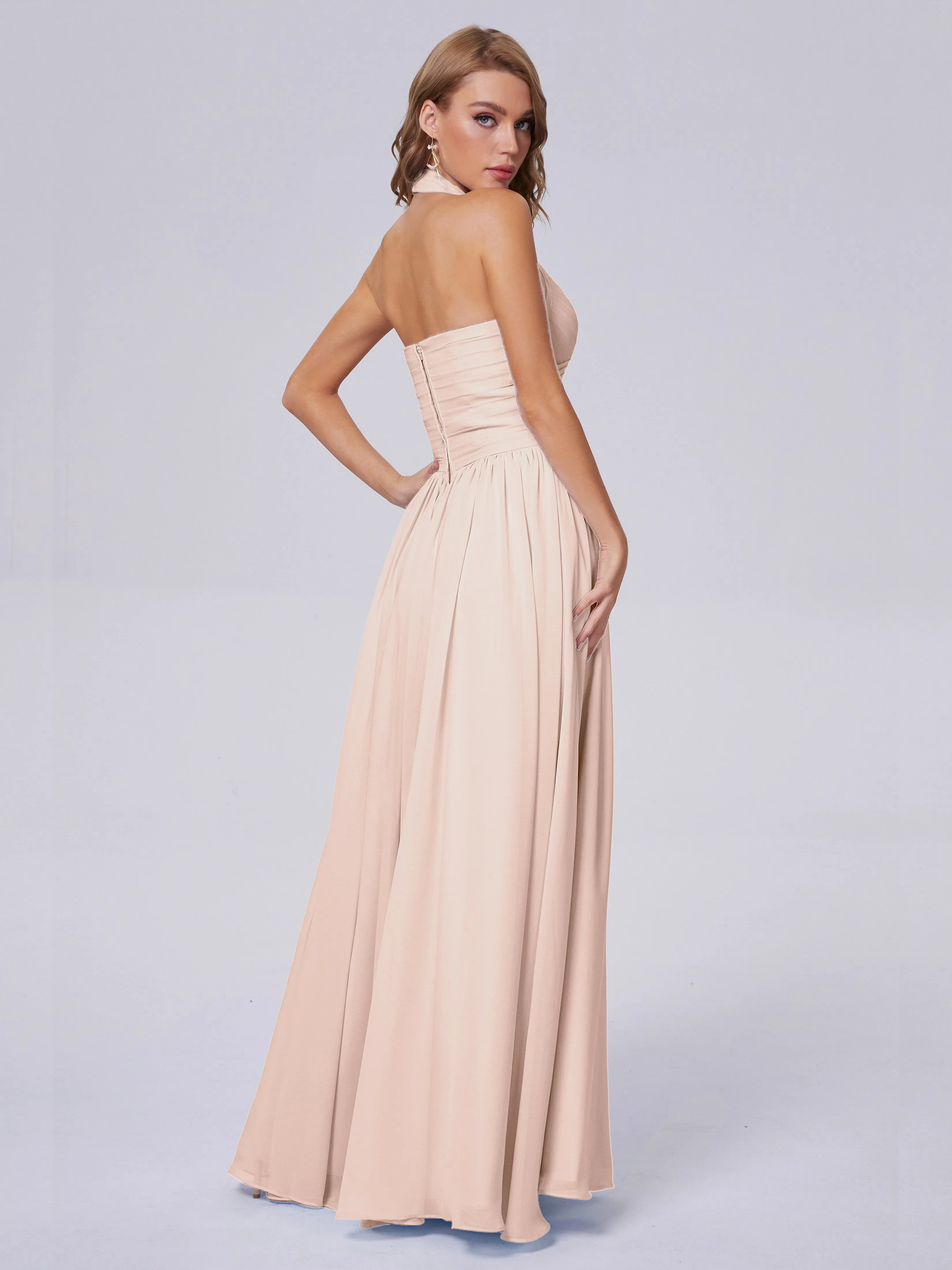 Amaya Stunning Halter Chiffon Bridesmaid Dresses