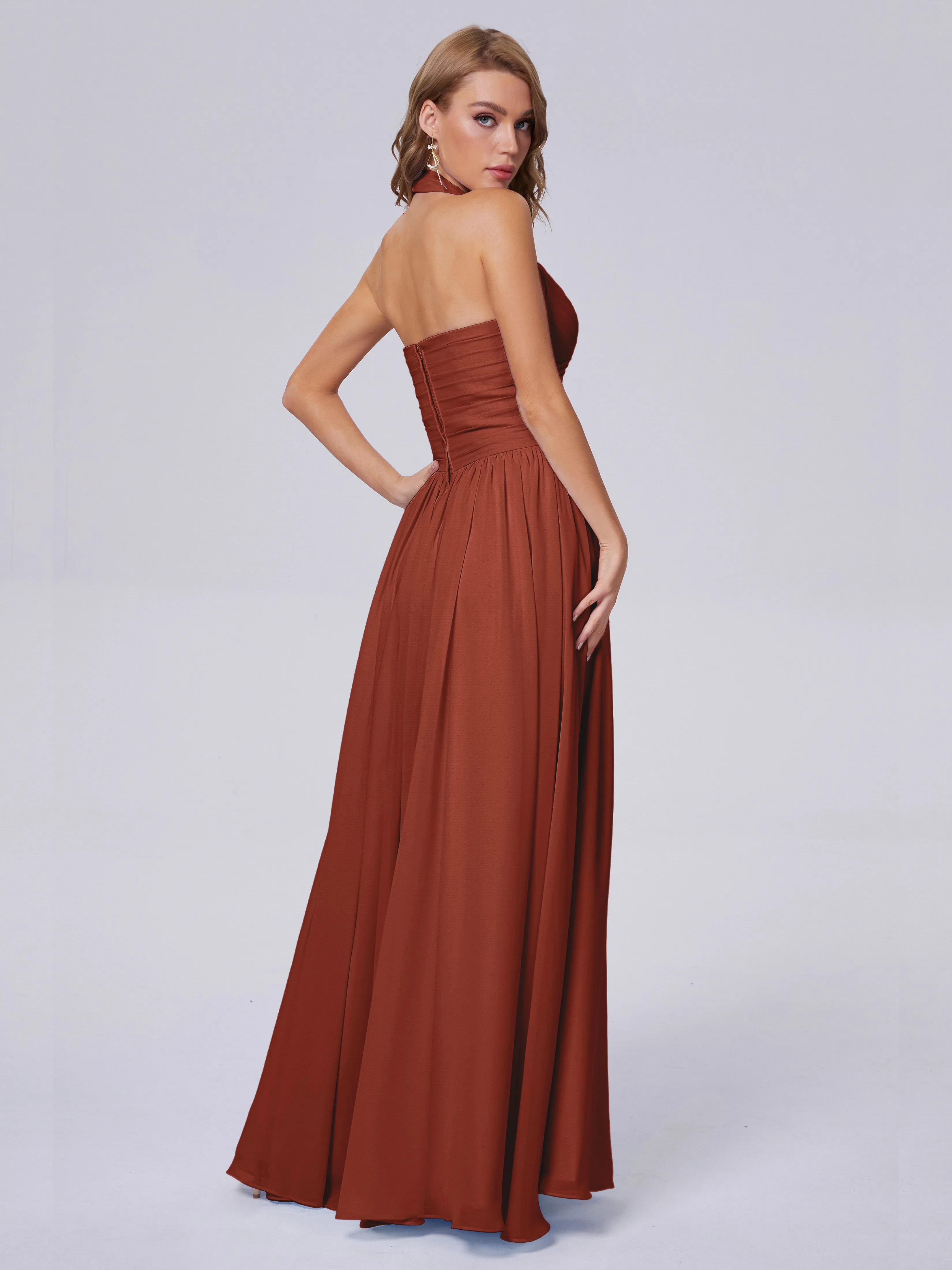 Amaya Stunning Halter Chiffon Bridesmaid Dresses