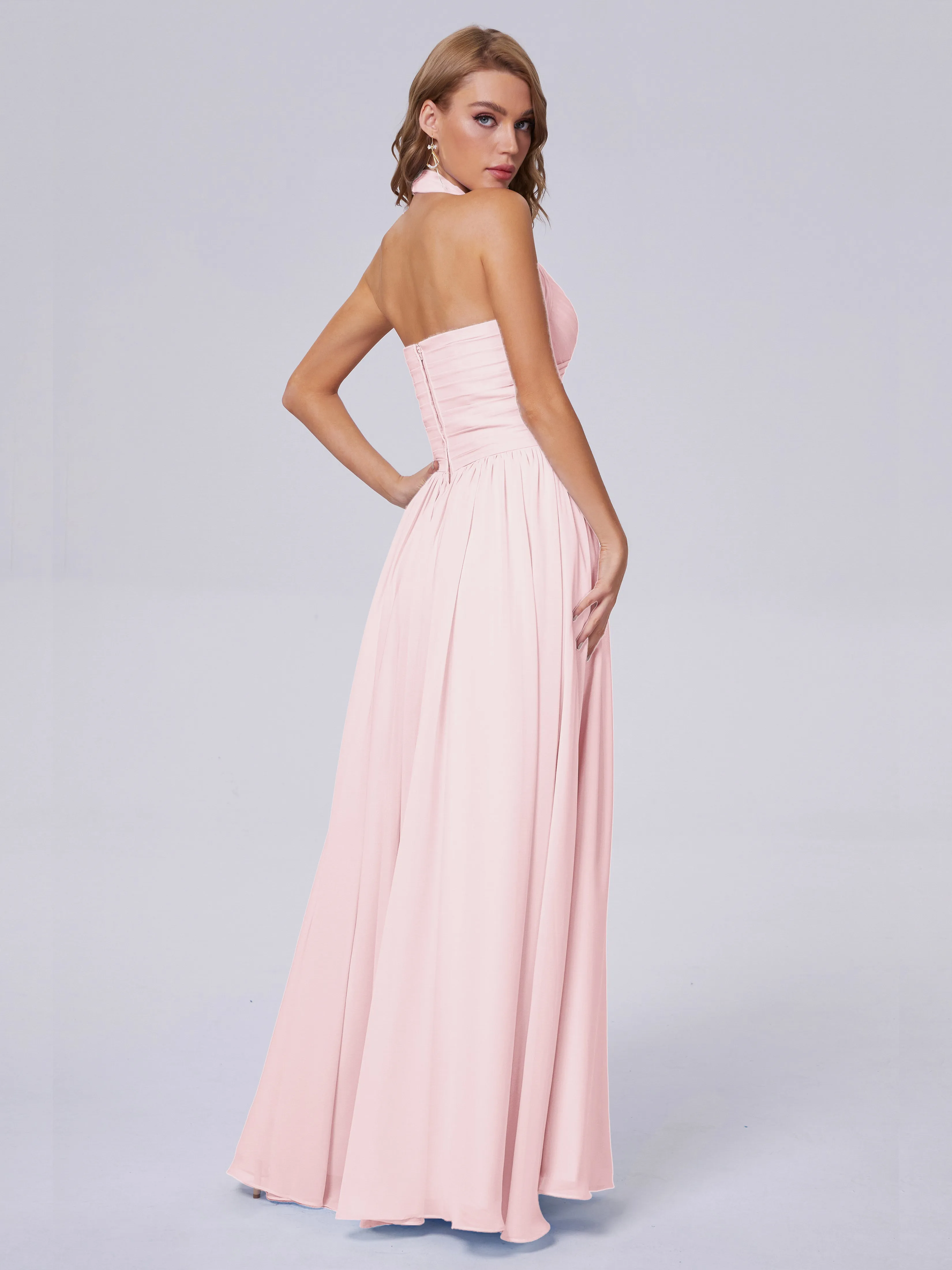 Amaya Stunning Halter Chiffon Bridesmaid Dresses