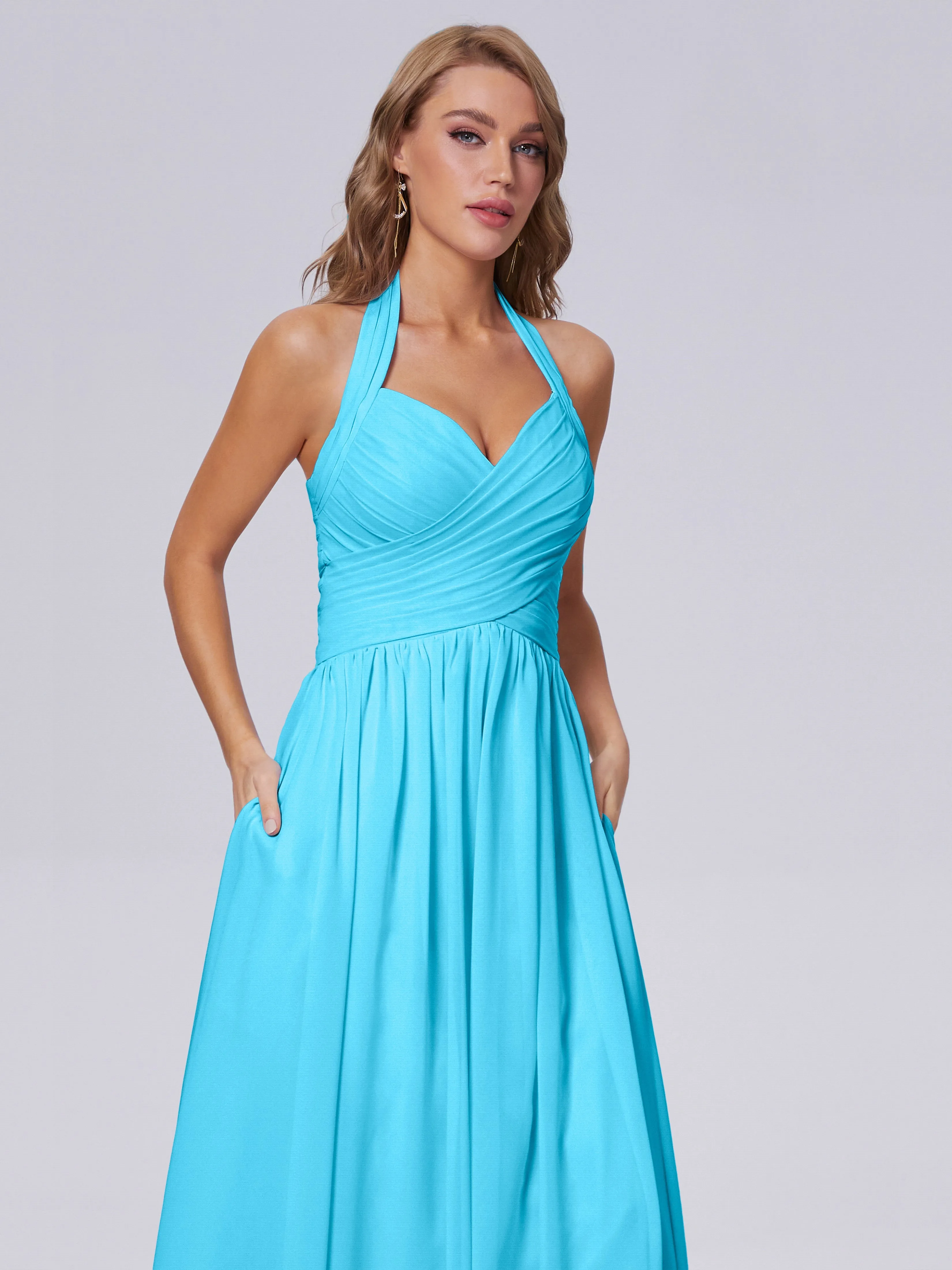 Amaya Stunning Halter Chiffon Bridesmaid Dresses
