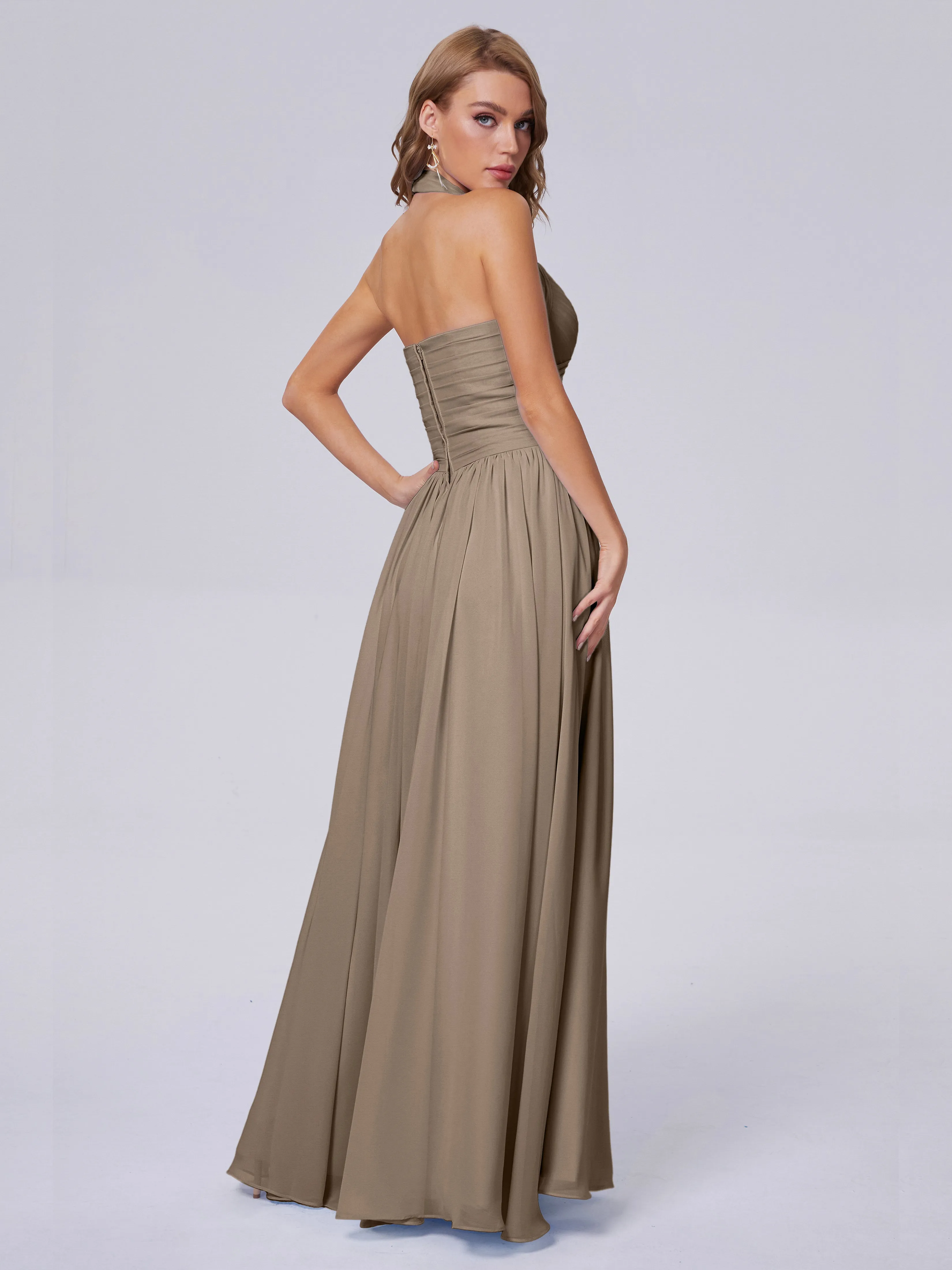 Amaya Stunning Halter Chiffon Bridesmaid Dresses