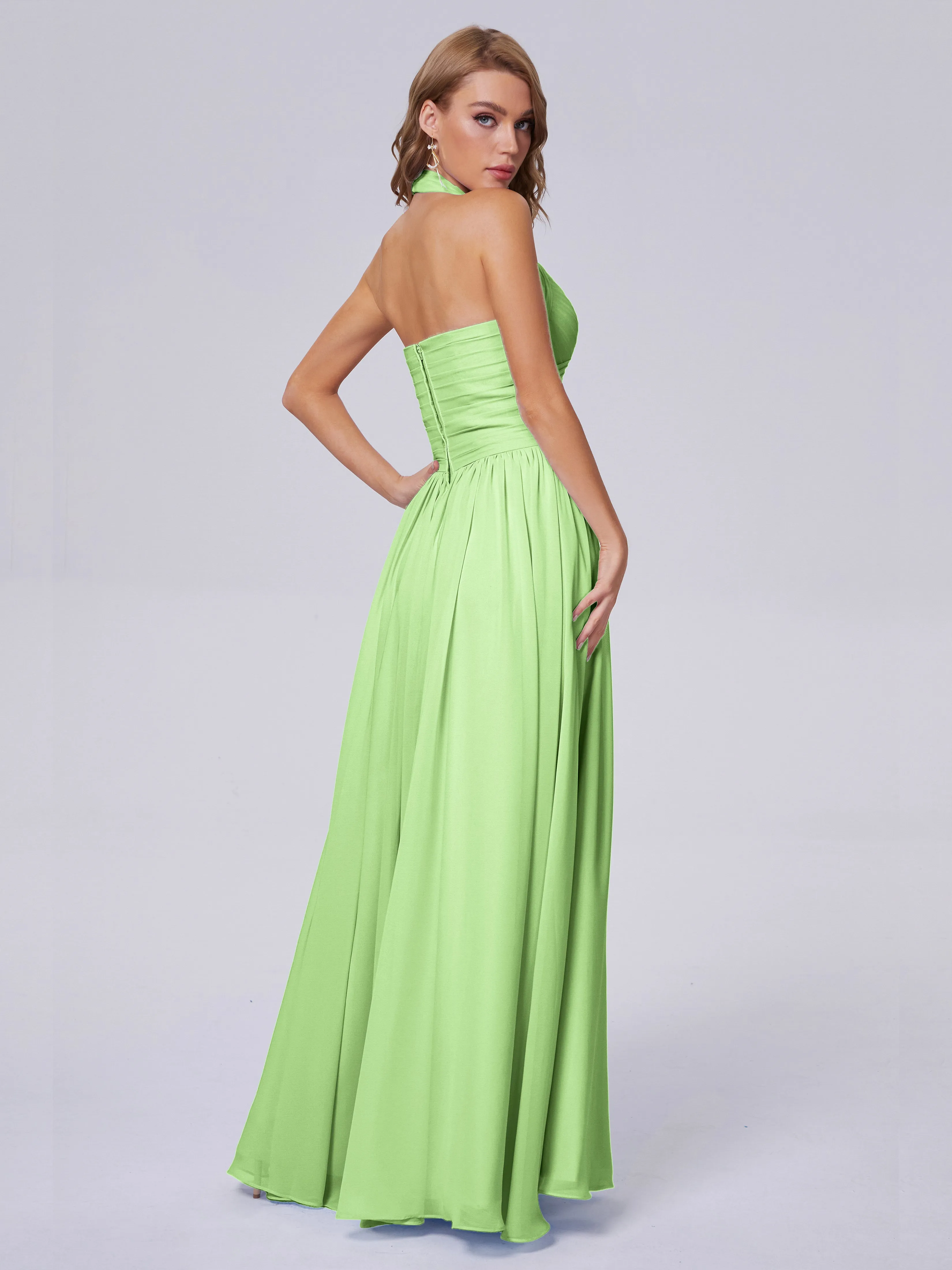 Amaya Stunning Halter Chiffon Bridesmaid Dresses
