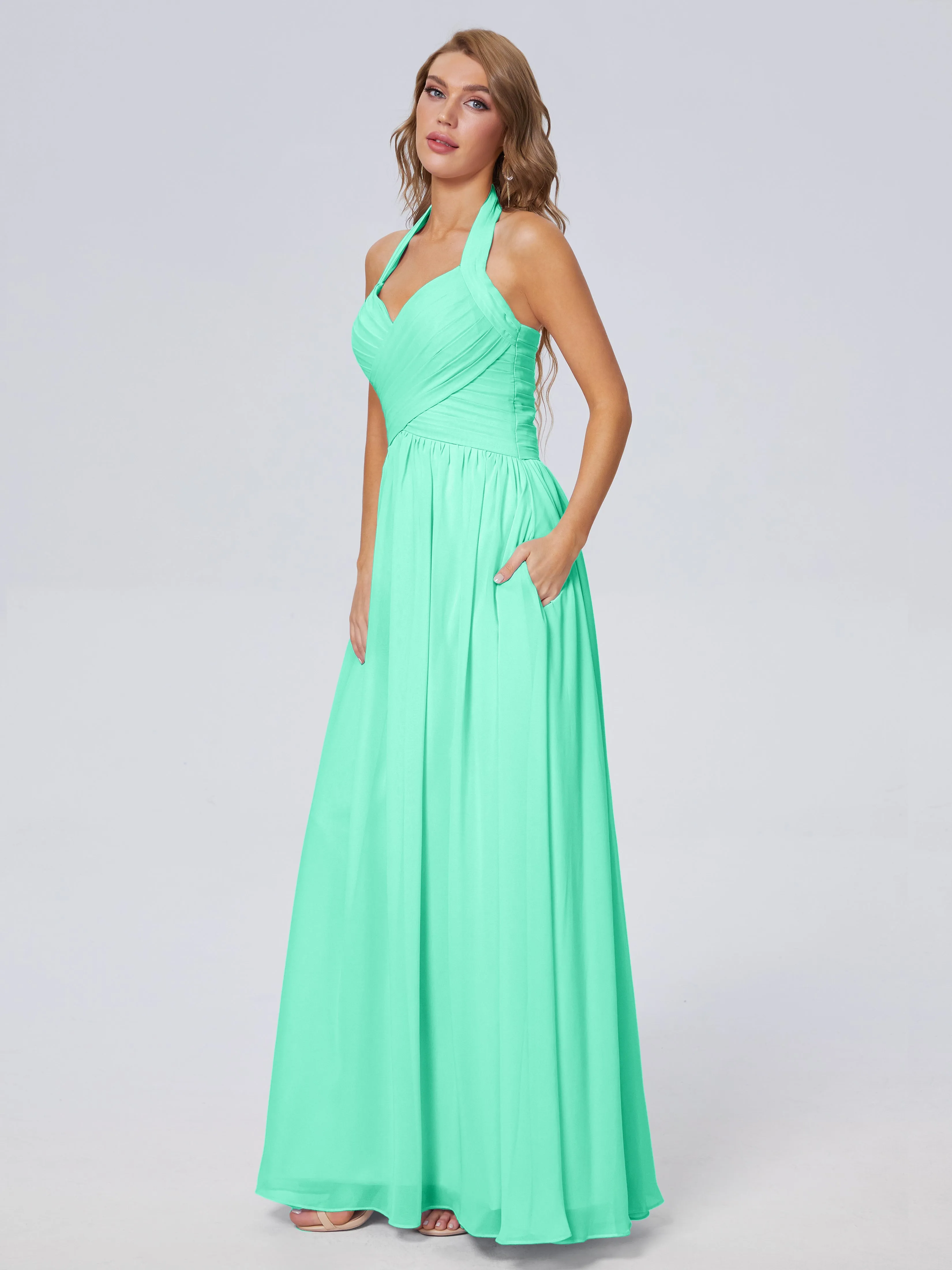 Amaya Stunning Halter Chiffon Bridesmaid Dresses
