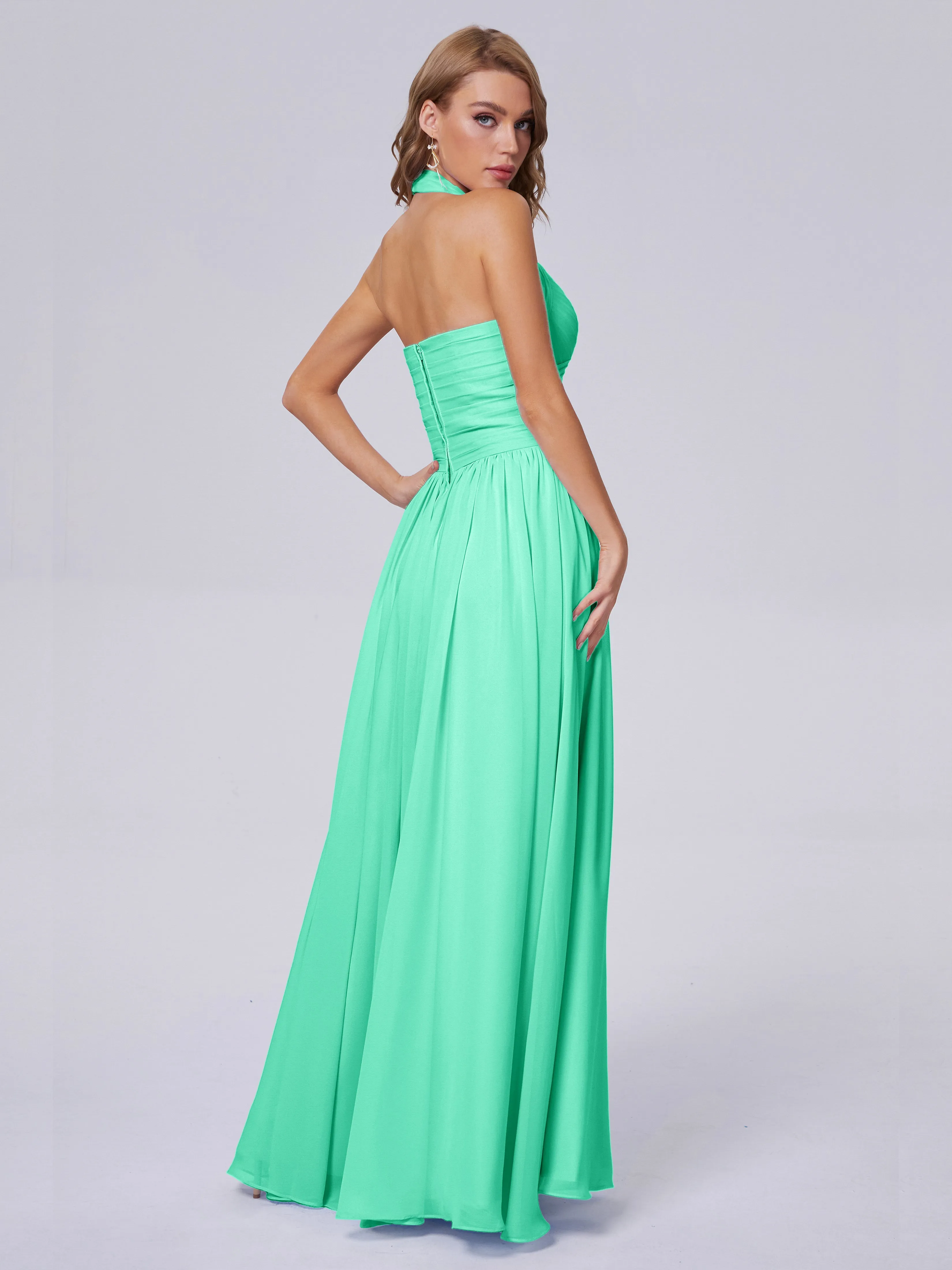 Amaya Stunning Halter Chiffon Bridesmaid Dresses