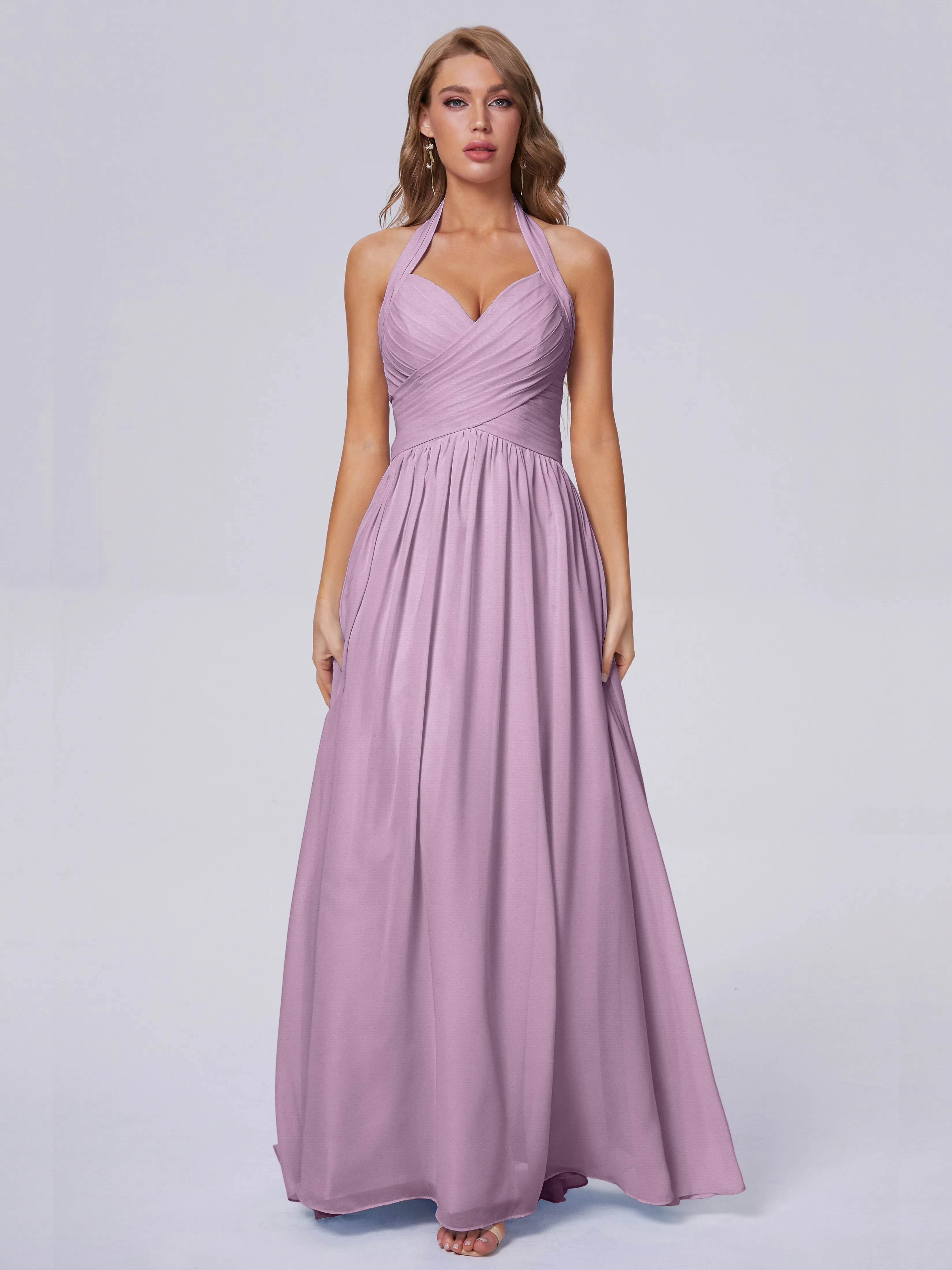 Amaya Stunning Halter Chiffon Bridesmaid Dresses