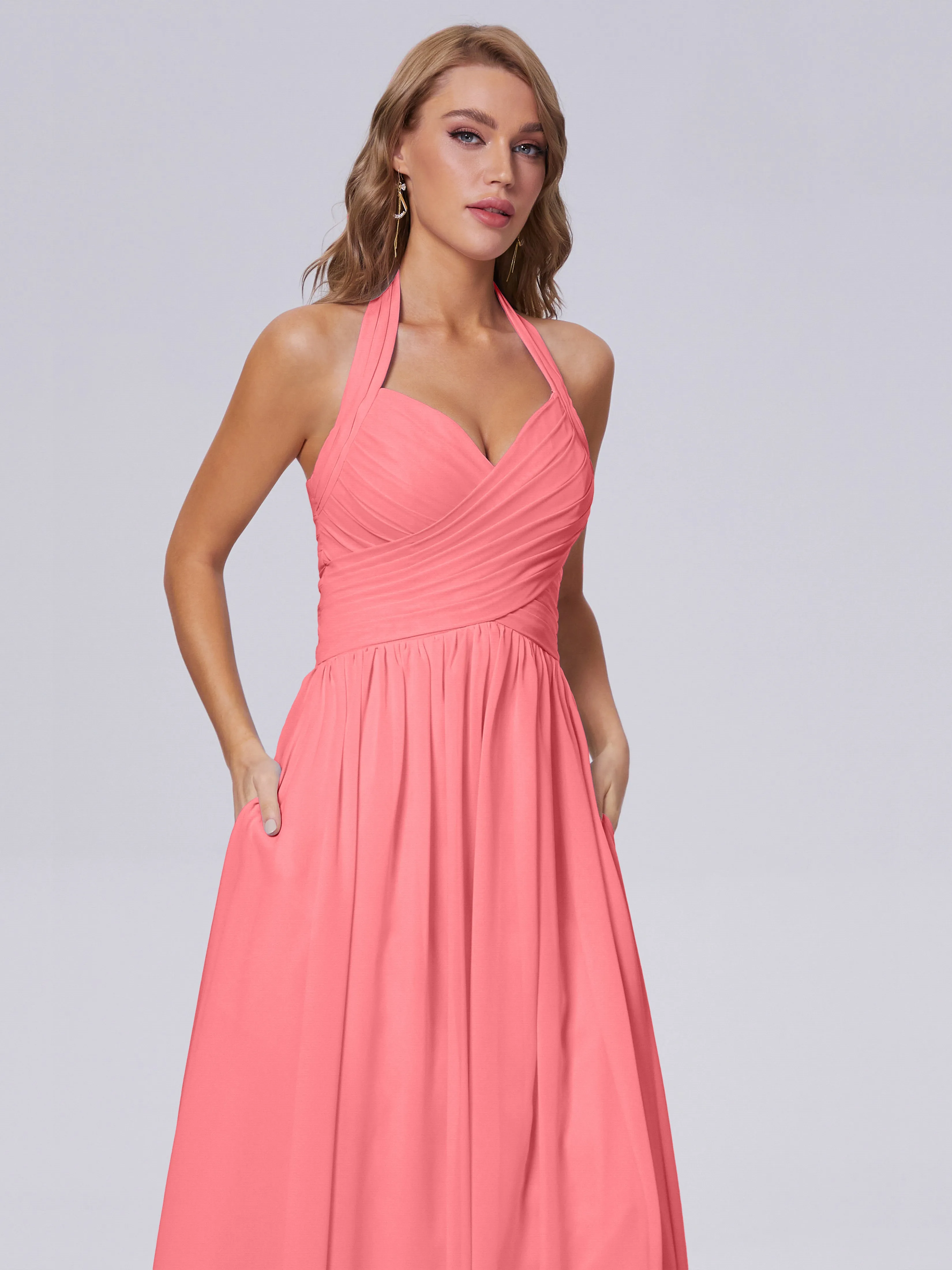 Amaya Stunning Halter Chiffon Bridesmaid Dresses