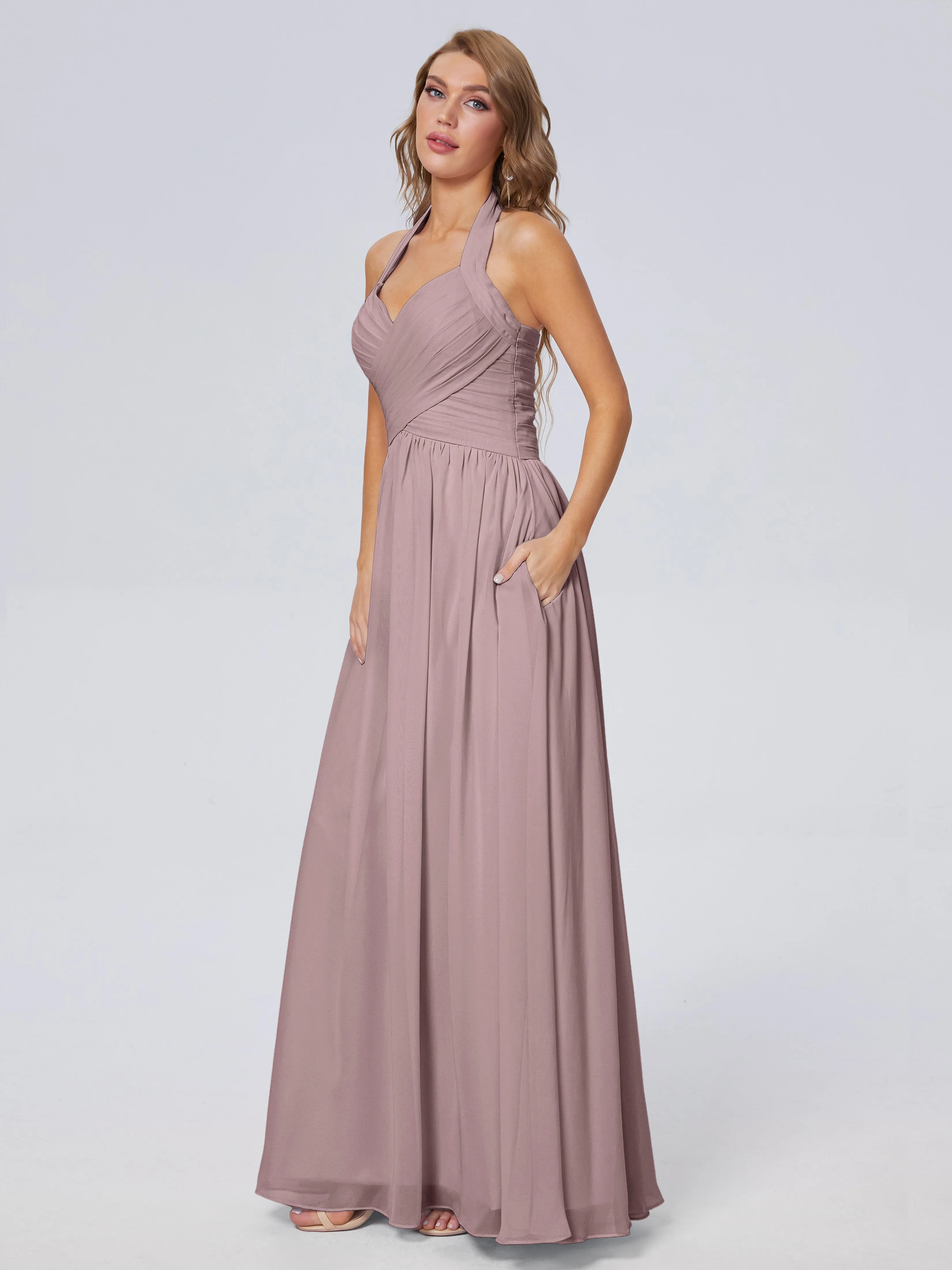 Amaya Stunning Halter Chiffon Bridesmaid Dresses