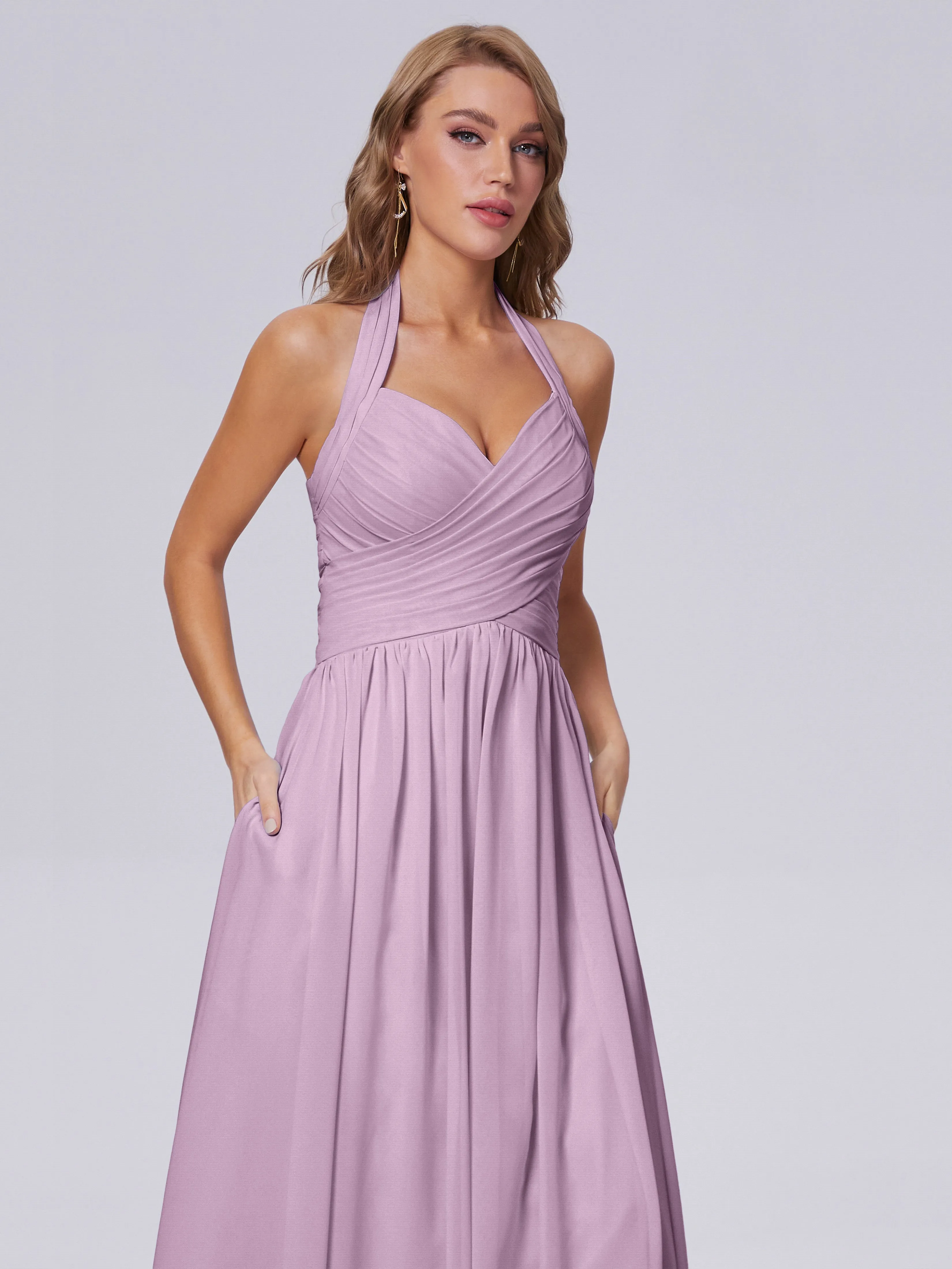 Amaya Stunning Halter Chiffon Bridesmaid Dresses