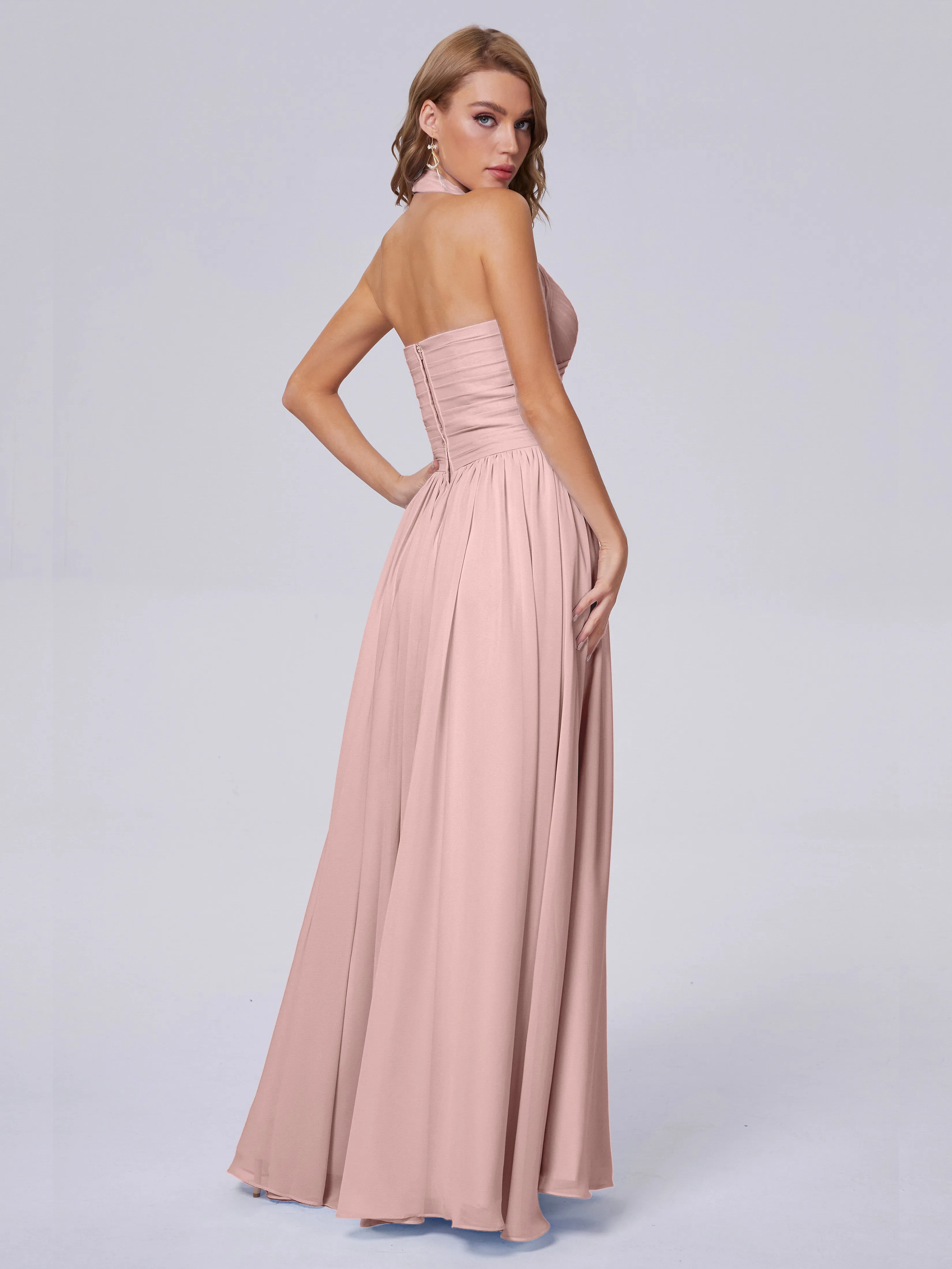 Amaya Stunning Halter Chiffon Bridesmaid Dresses
