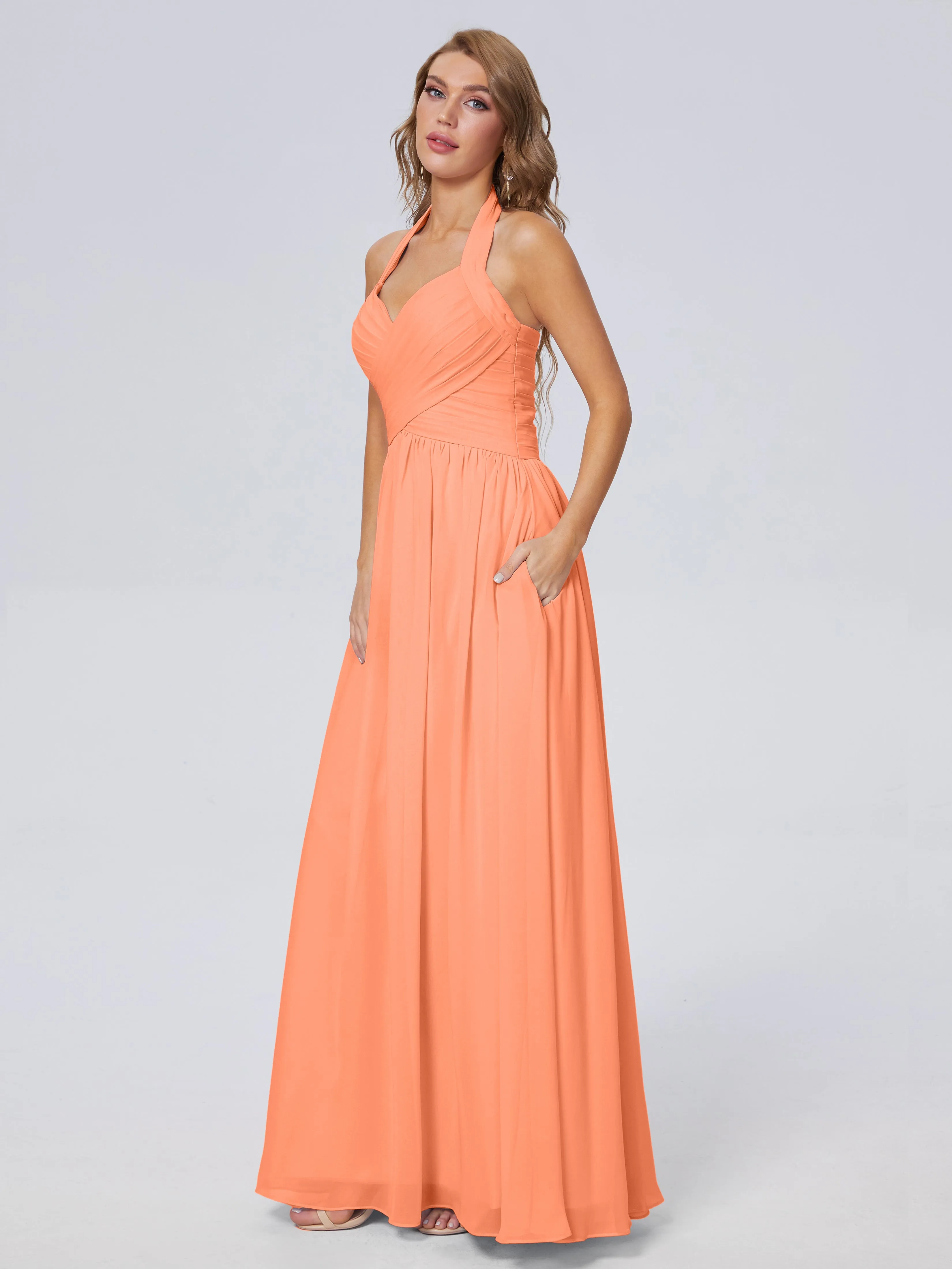 Amaya Stunning Halter Chiffon Bridesmaid Dresses