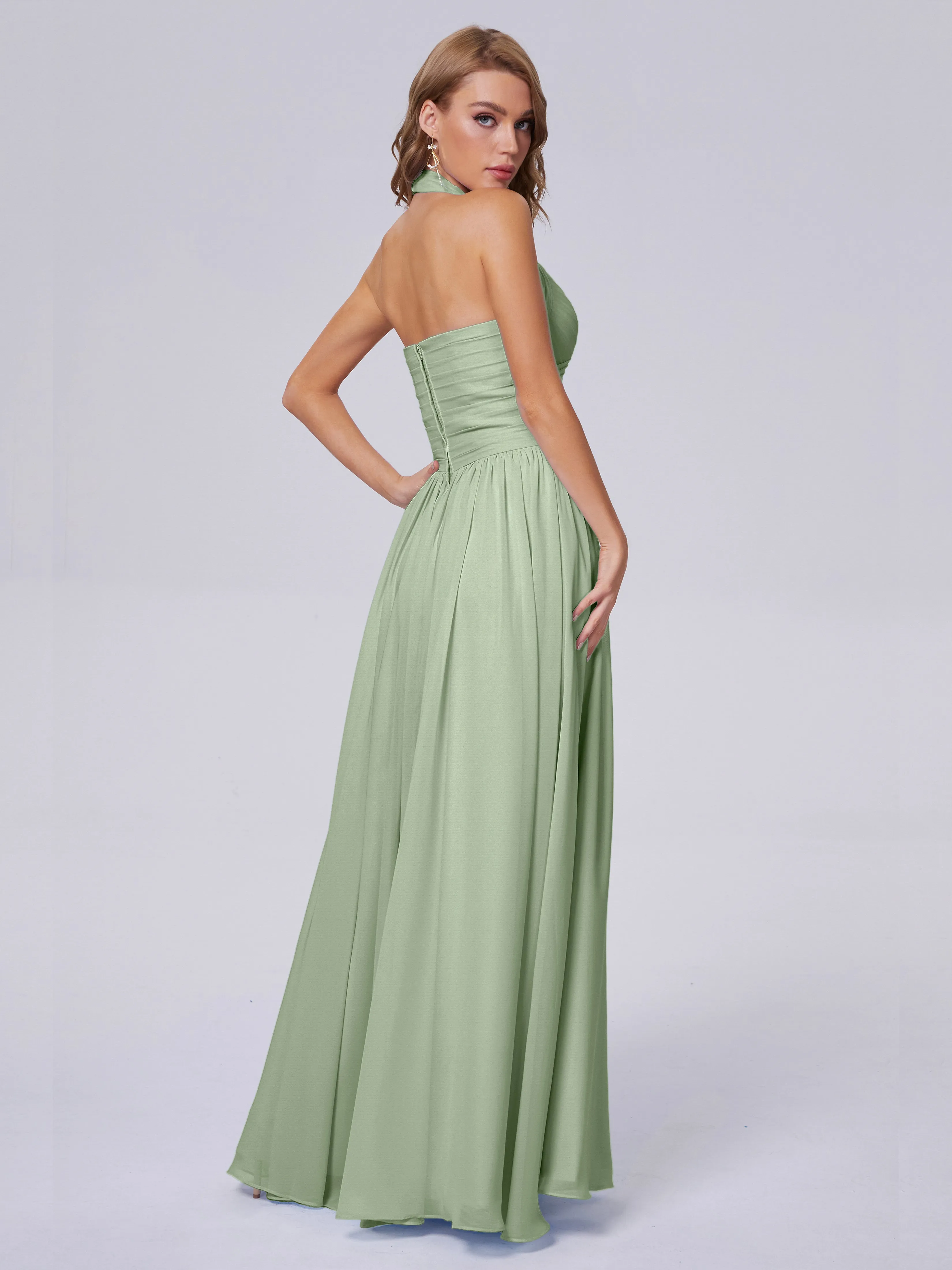 Amaya Stunning Halter Chiffon Bridesmaid Dresses