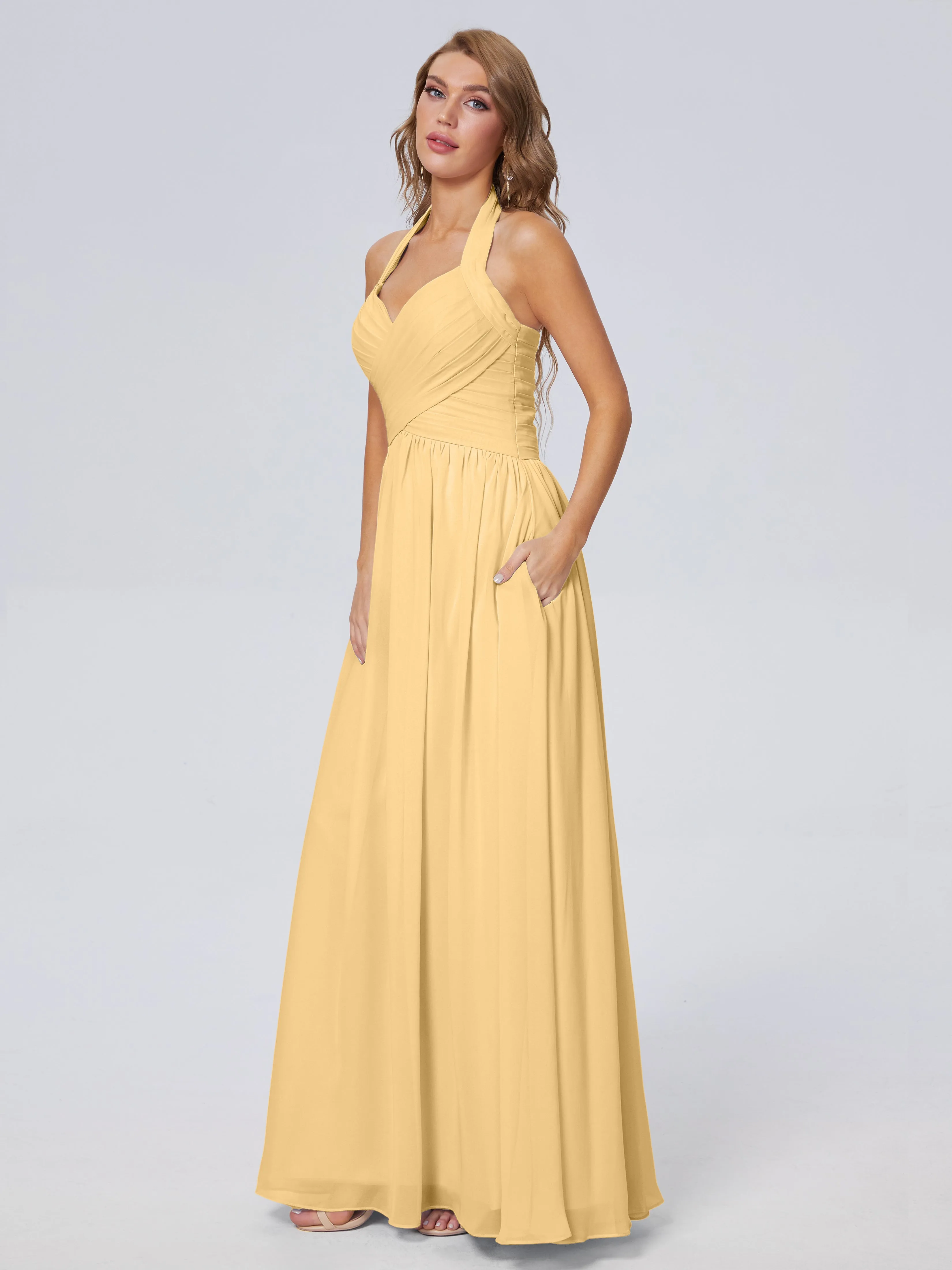 Amaya Stunning Halter Chiffon Bridesmaid Dresses