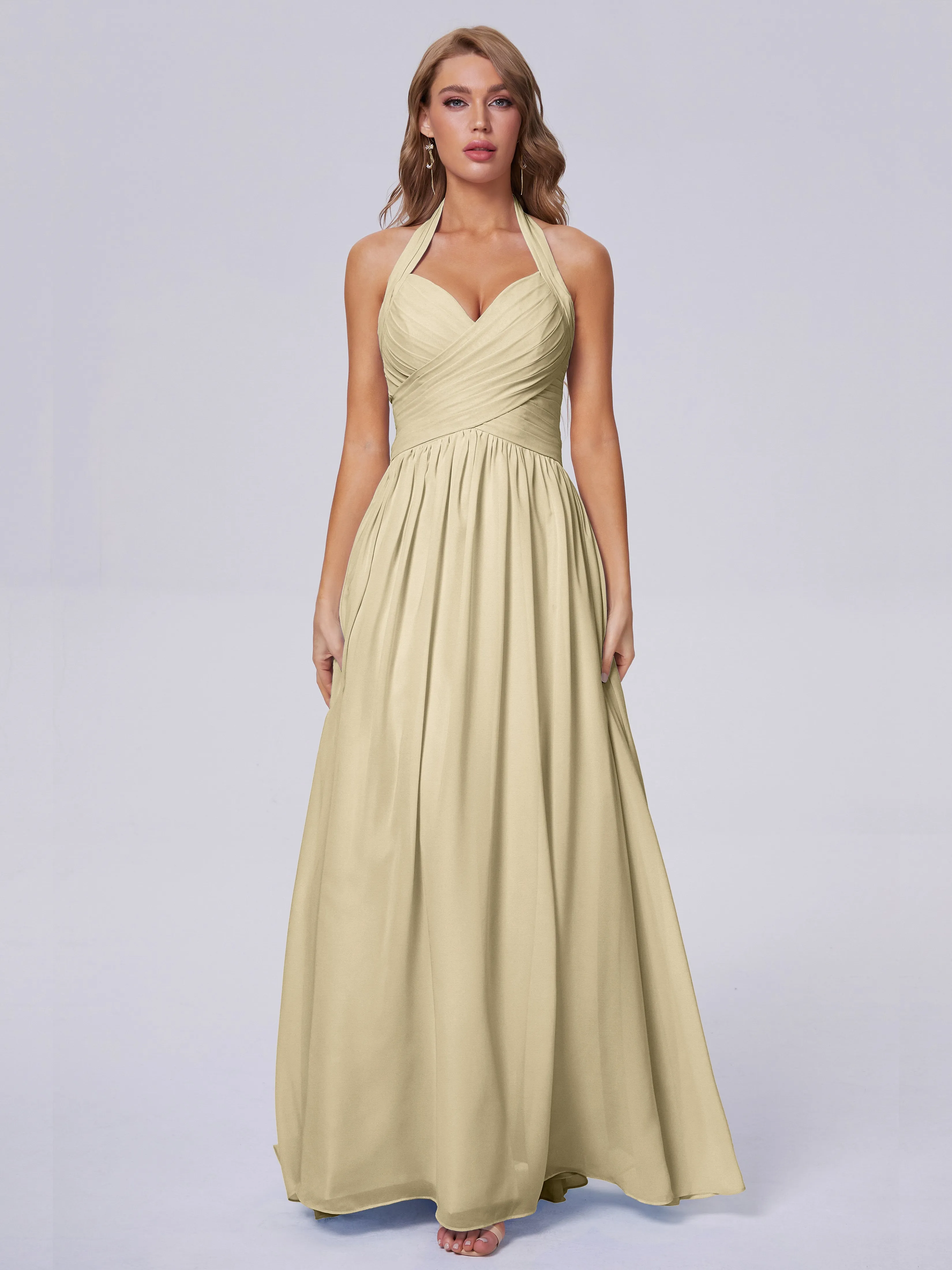 Amaya Stunning Halter Chiffon Bridesmaid Dresses