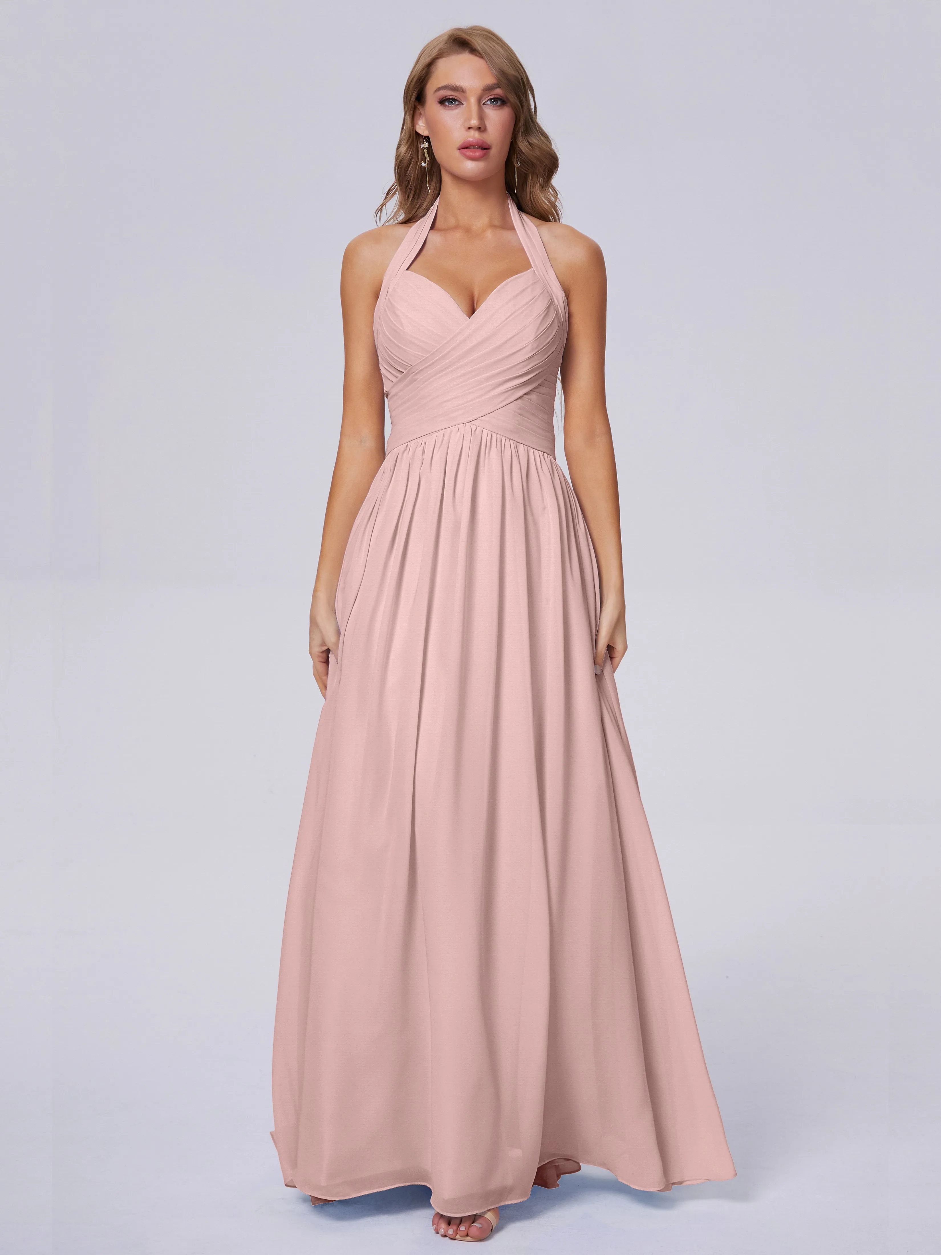Amaya Stunning Halter Chiffon Bridesmaid Dresses
